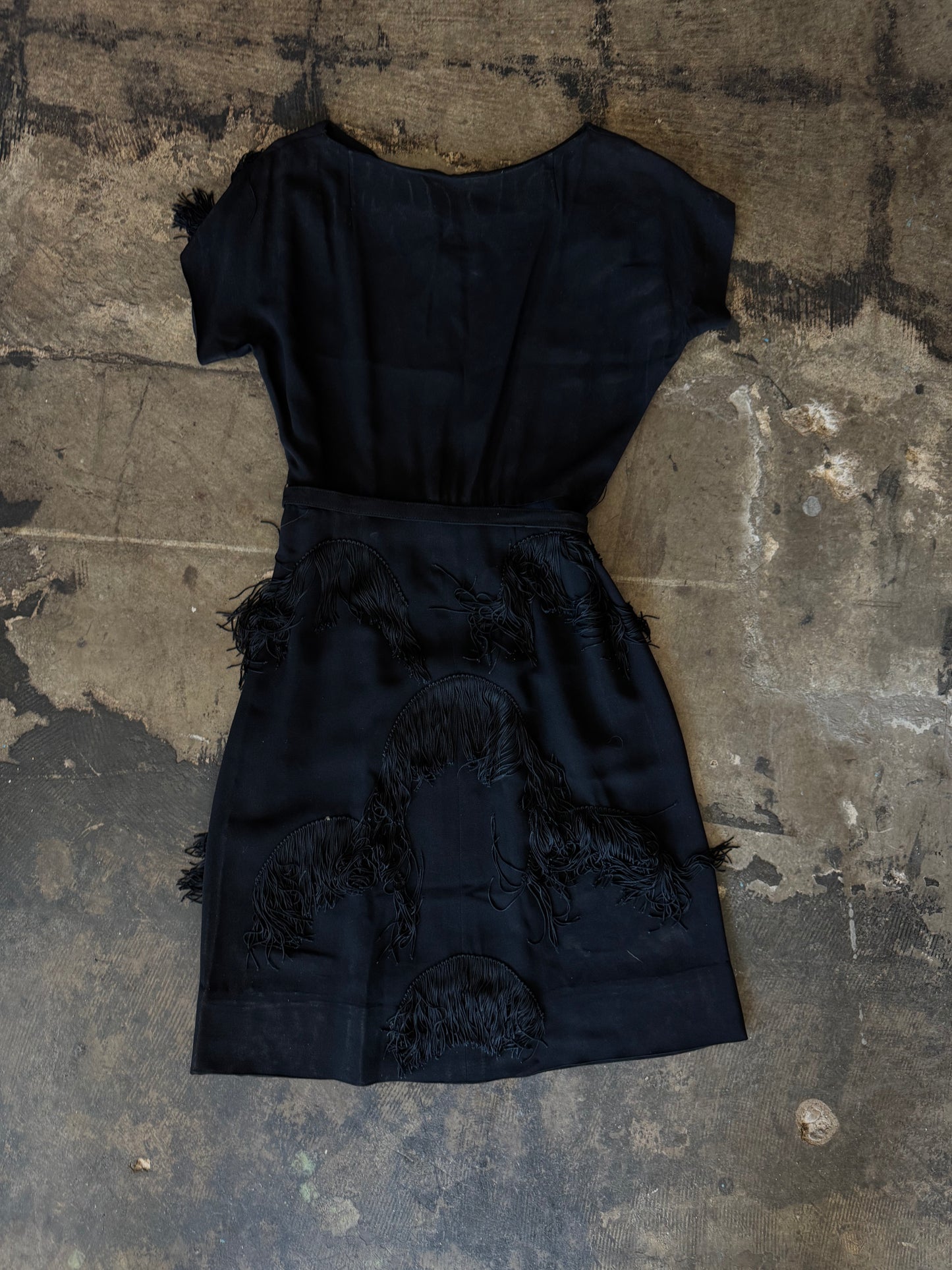 Elaine Nebenzahl Black Belted Fringe Dress