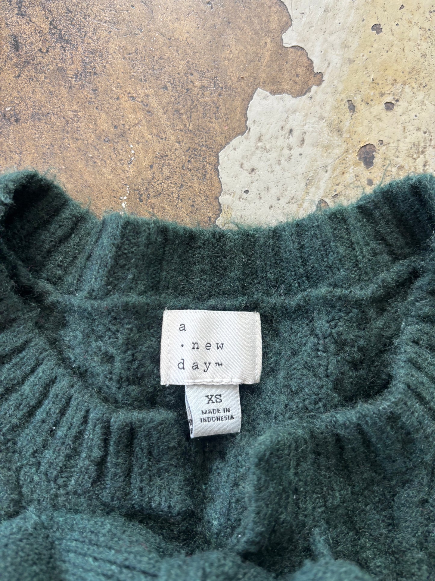 Hunter Green Tie Front Knit Sweater