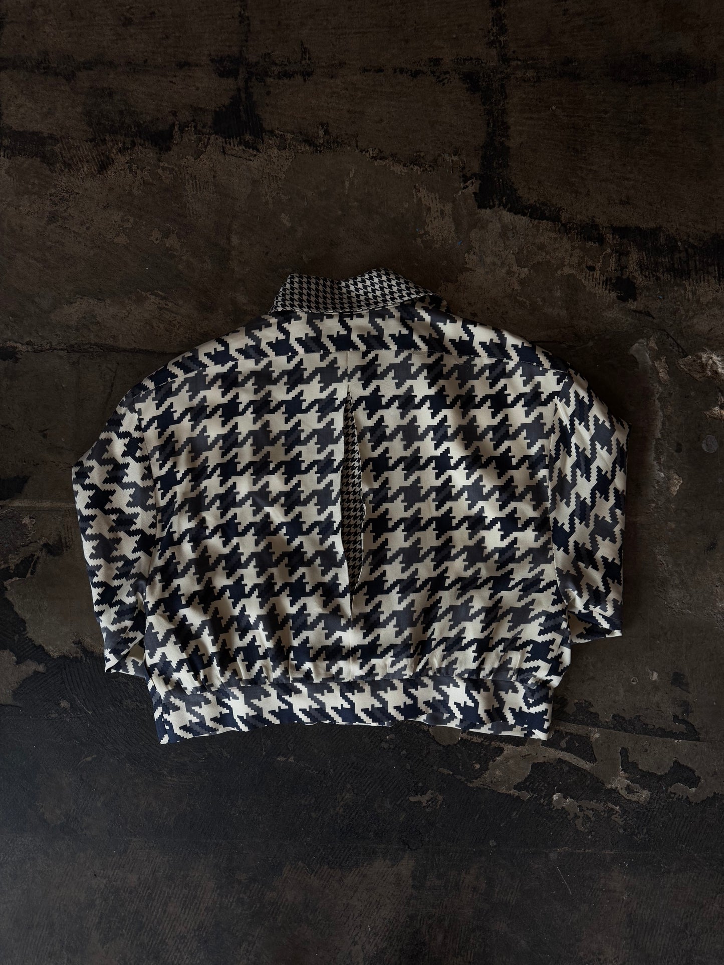 Ellen Tracy Silk Charcoal Houndstooth Jacket