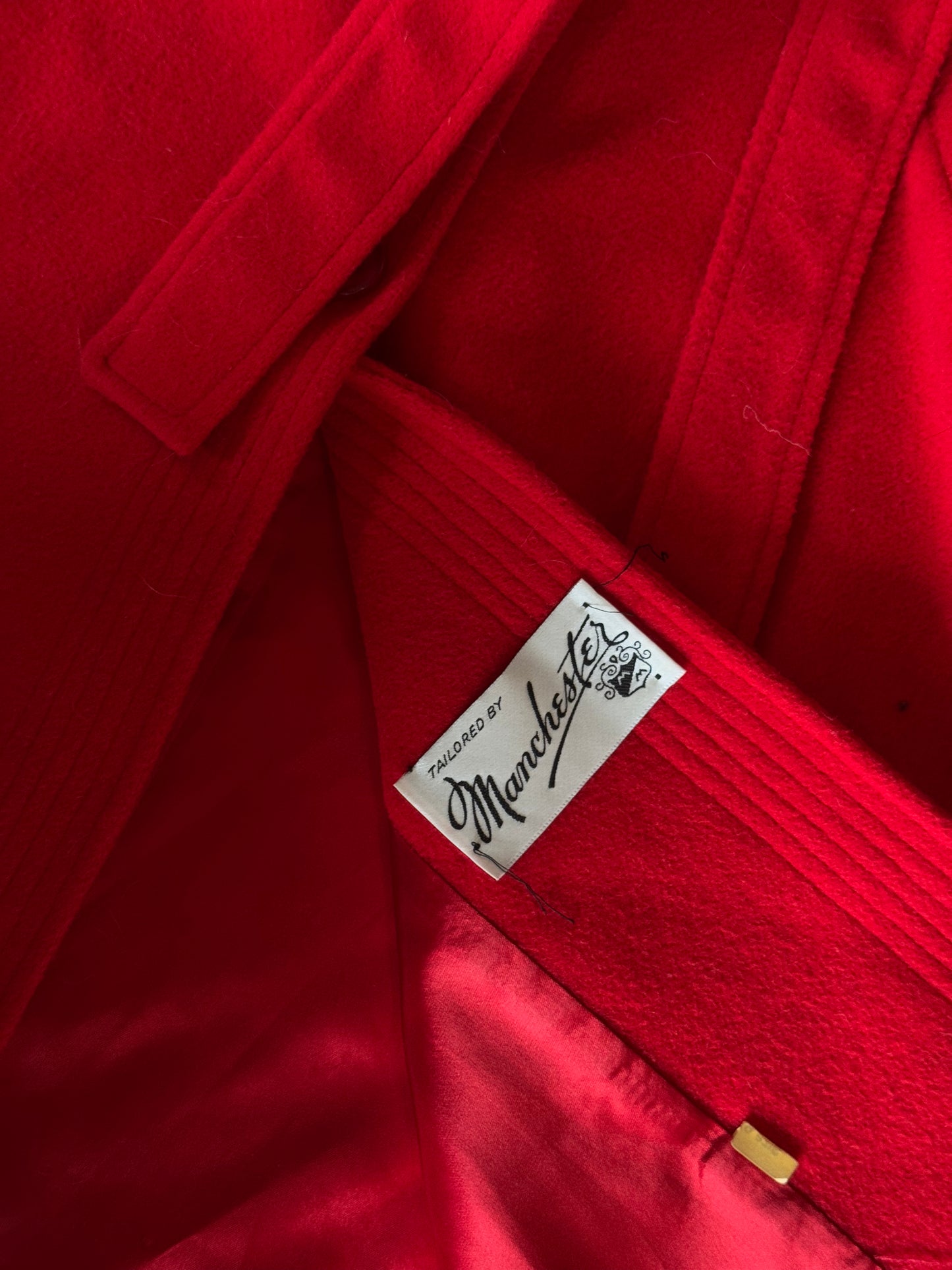 Red Wool Belted Trench Coat