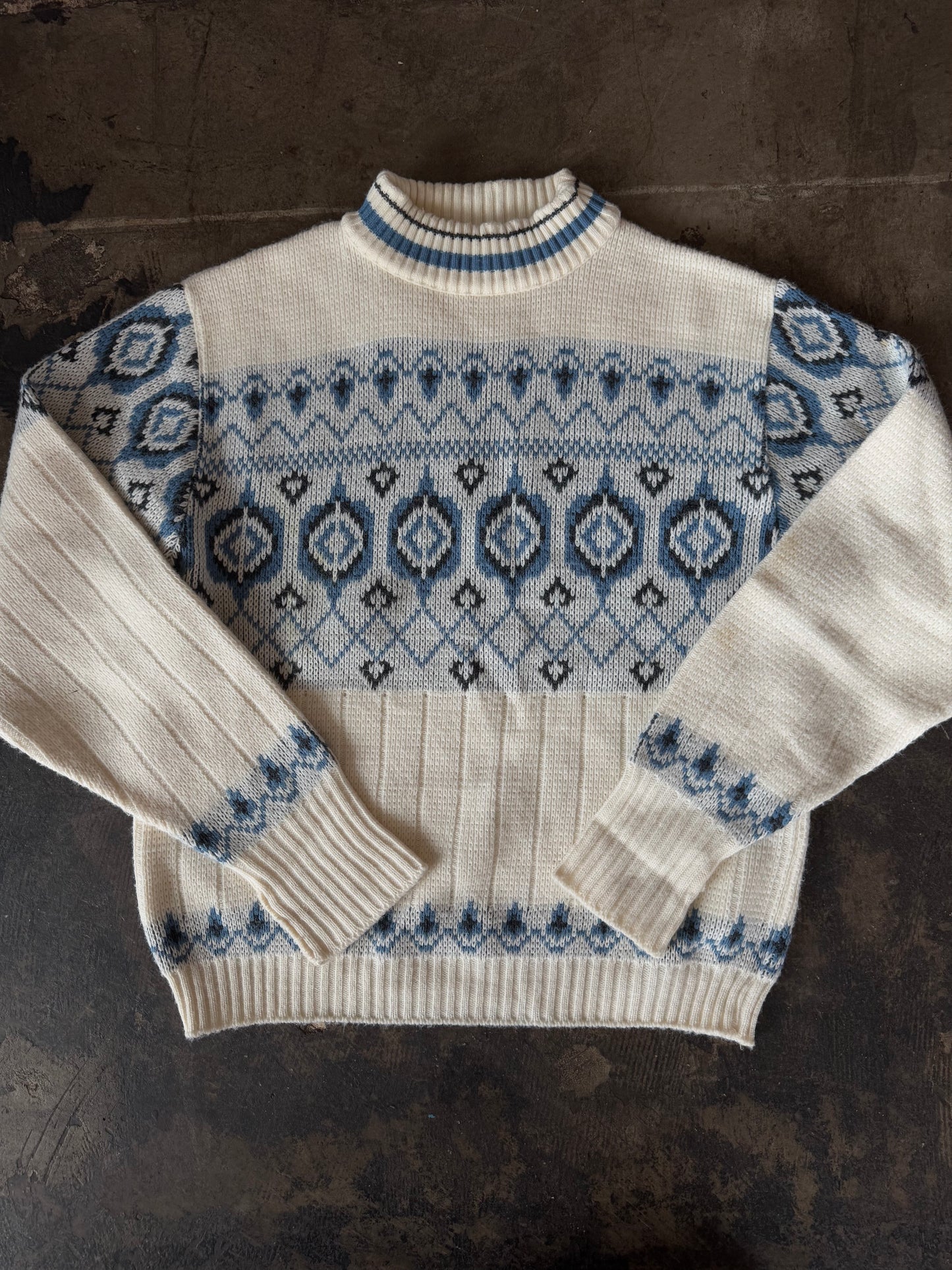 White + Blue Puritan Ski Lift Sweater