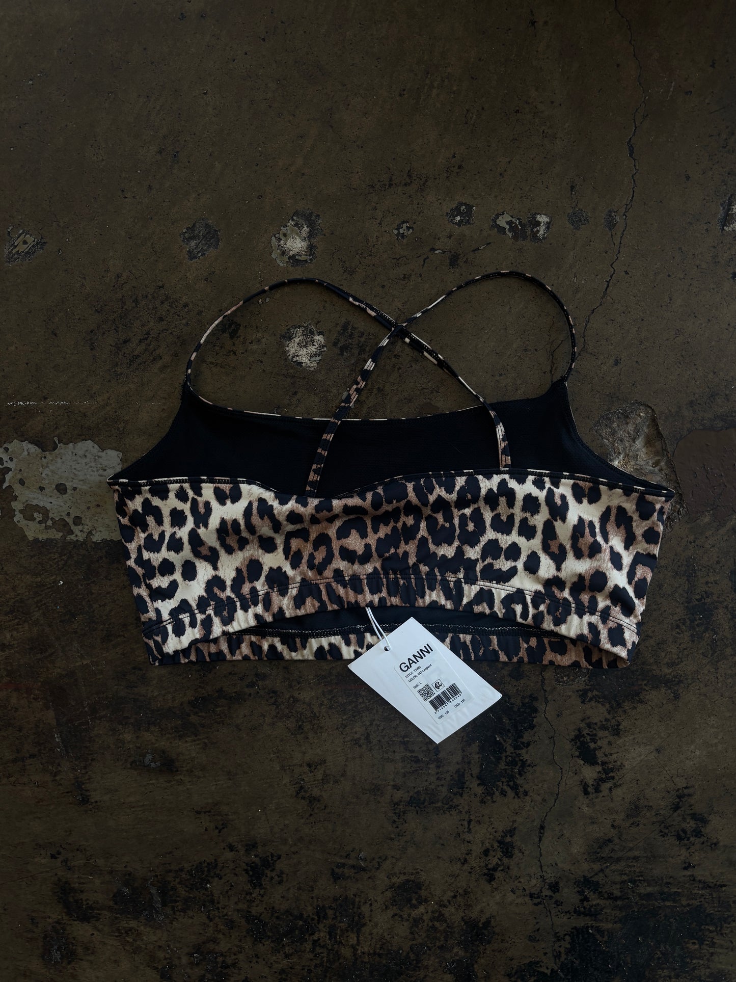 Ganni Leopard Sports Bra