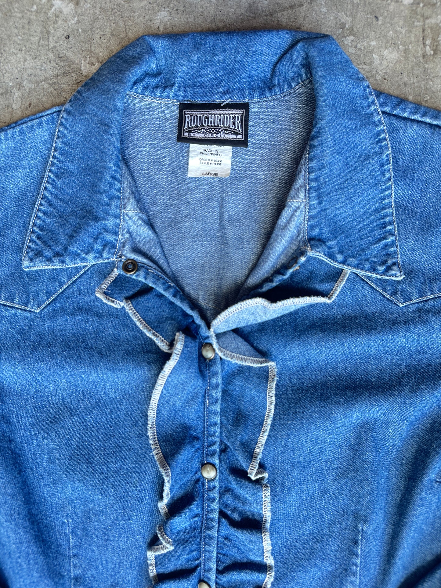 Denim Chambray Ruffle Top