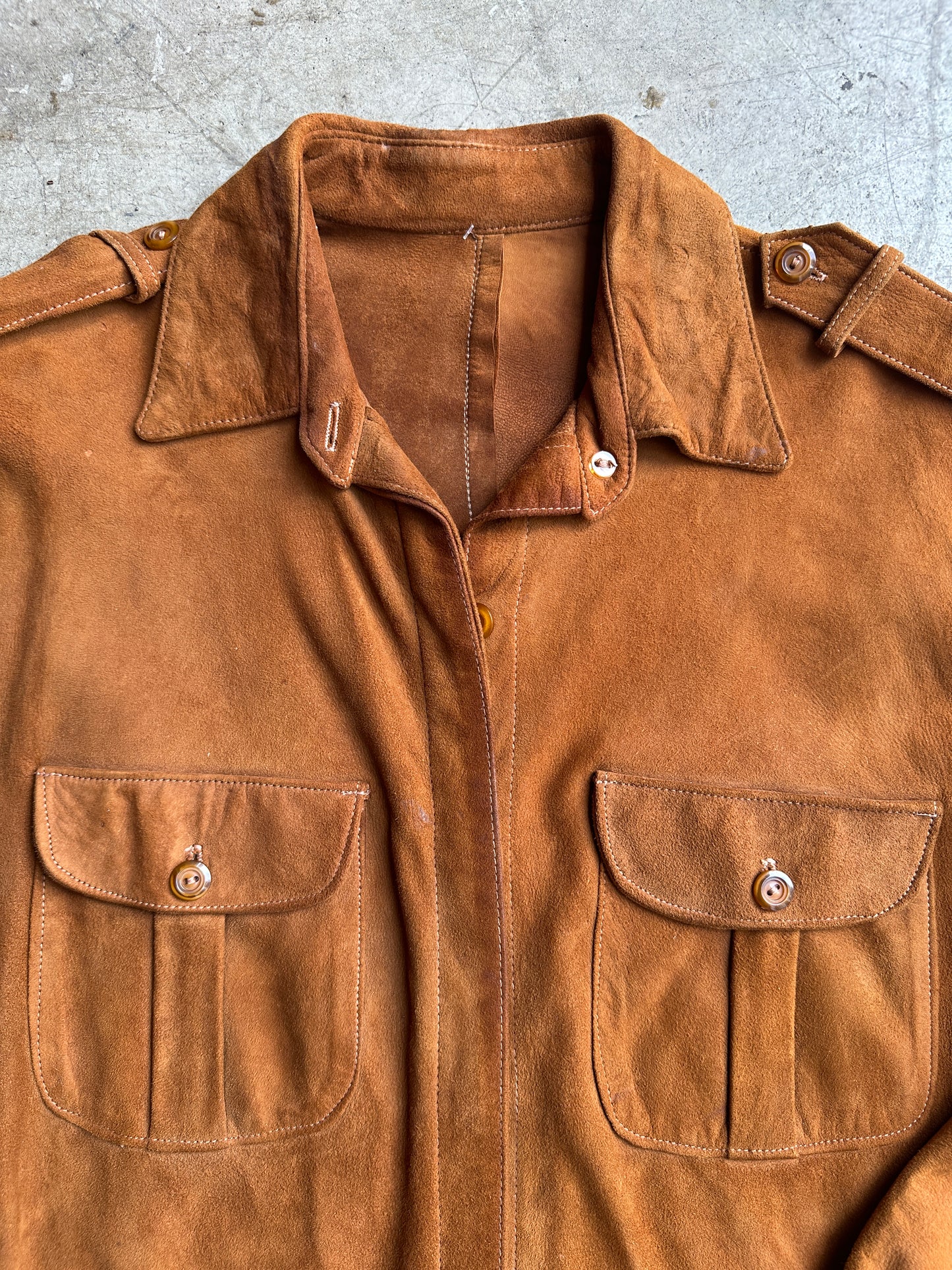 Brown Suede Button Front Dress