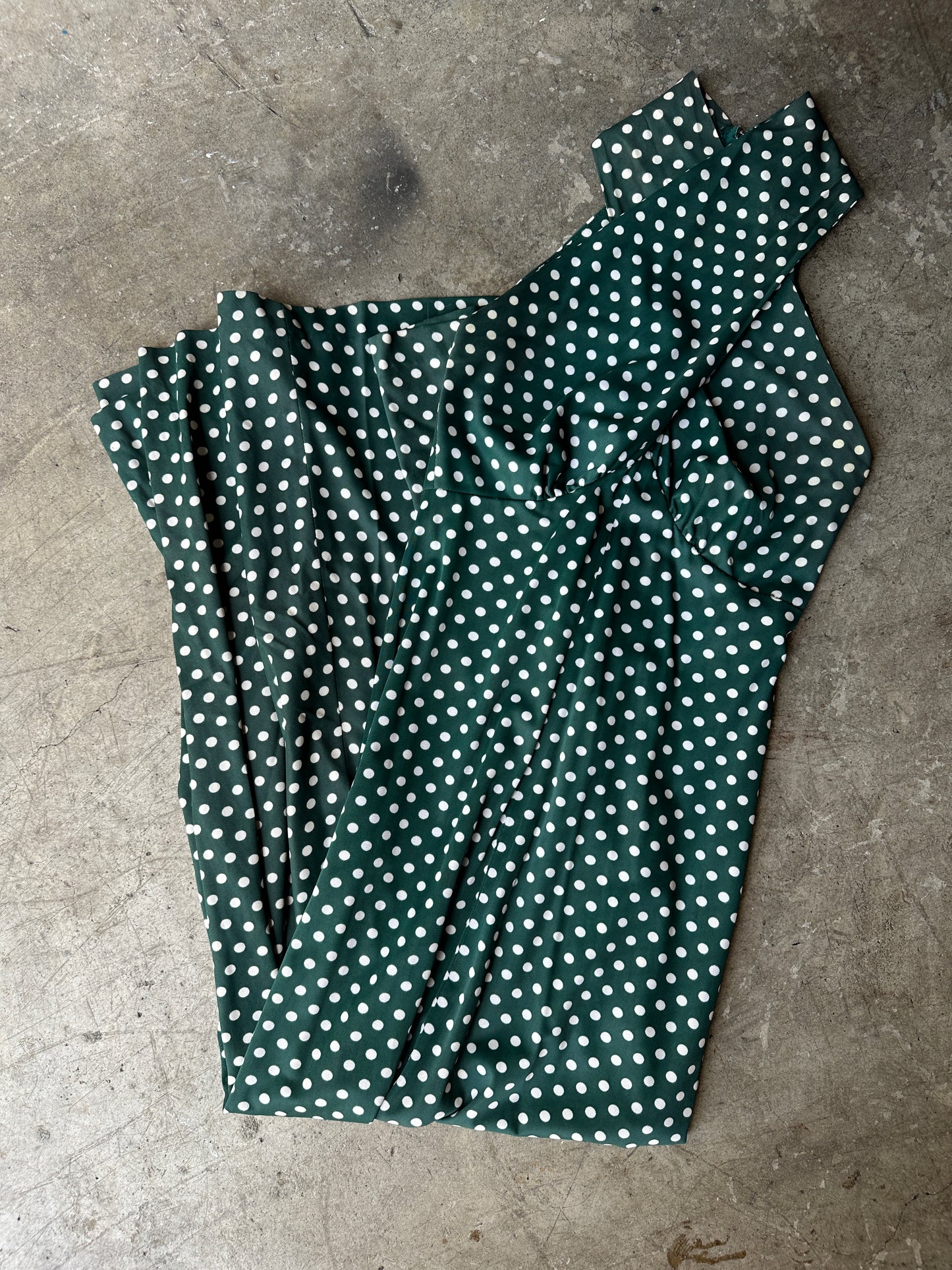 Dark Green Polkadot Maxi Dress