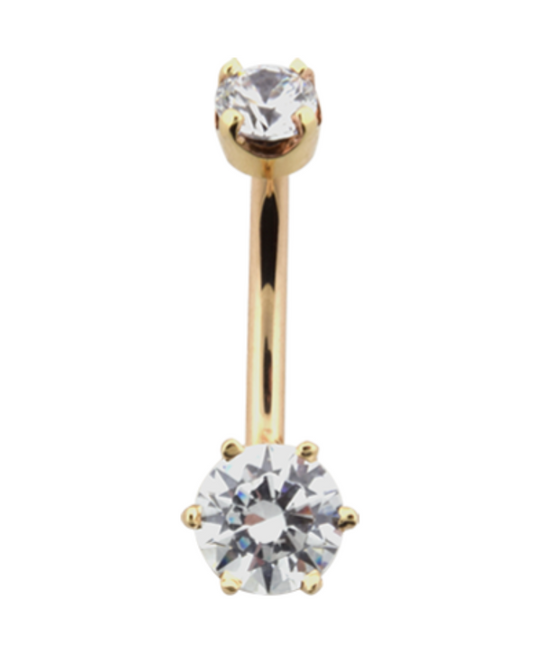 LeRoi Gold Round Prong Navel Curve