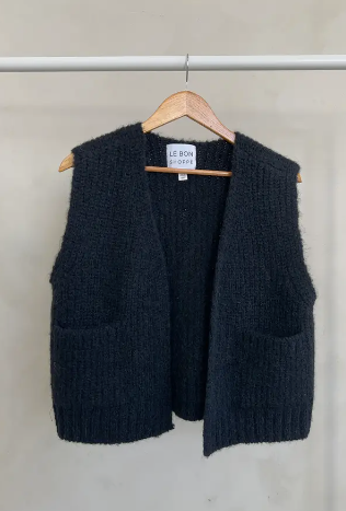 Alpaca Grandpa Vest Black