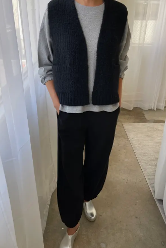 Alpaca Grandpa Vest Black