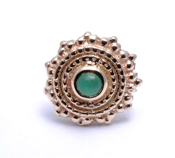Threadless 9mm Round Afghan Chrysoprase Center