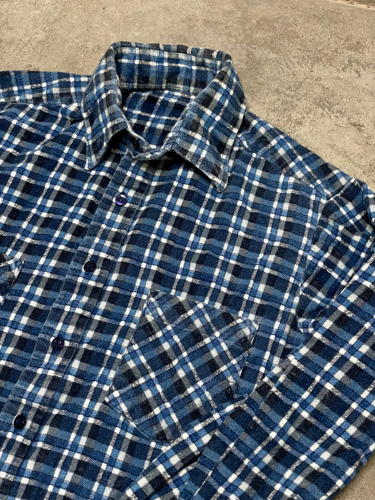 Vintage Blue & White Checkered Flannel