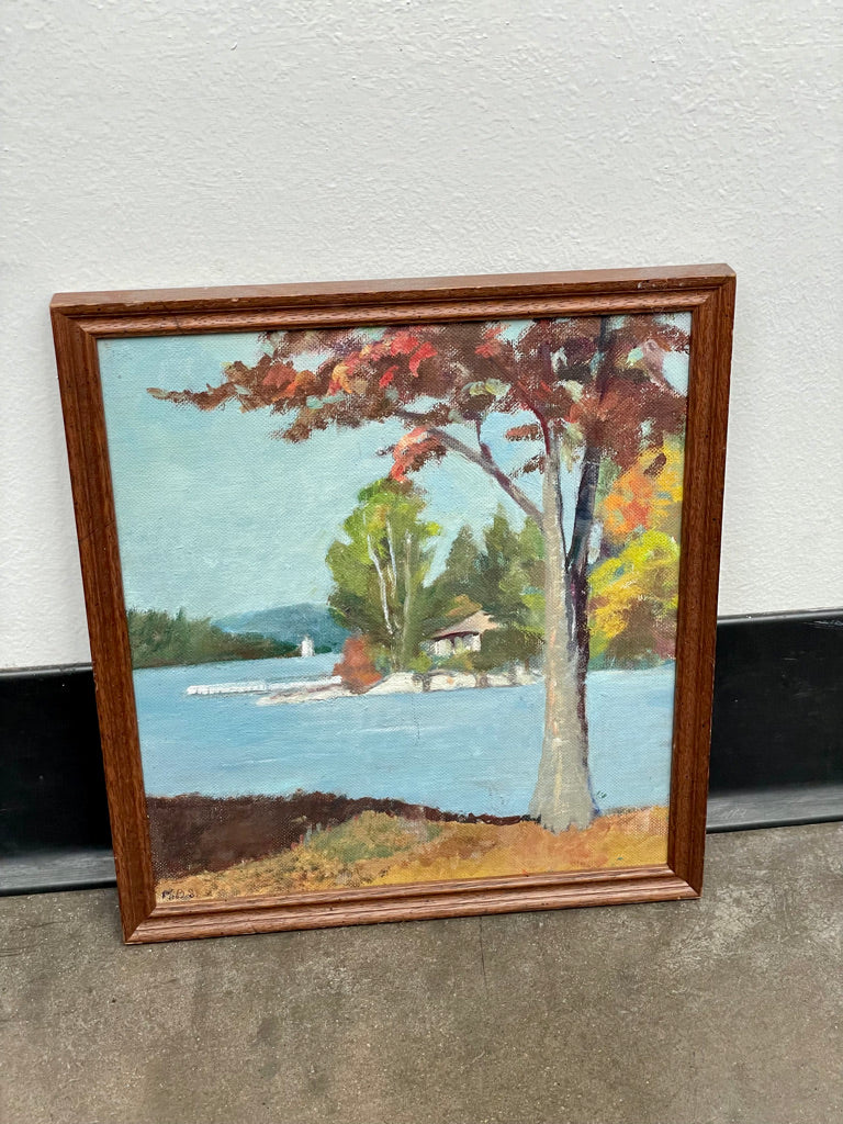 Vintage Lakeside Painting