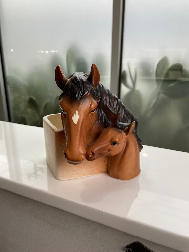 flower pot horse planter Vintage Horse & Foal Ceramic Planter – hēy konēko