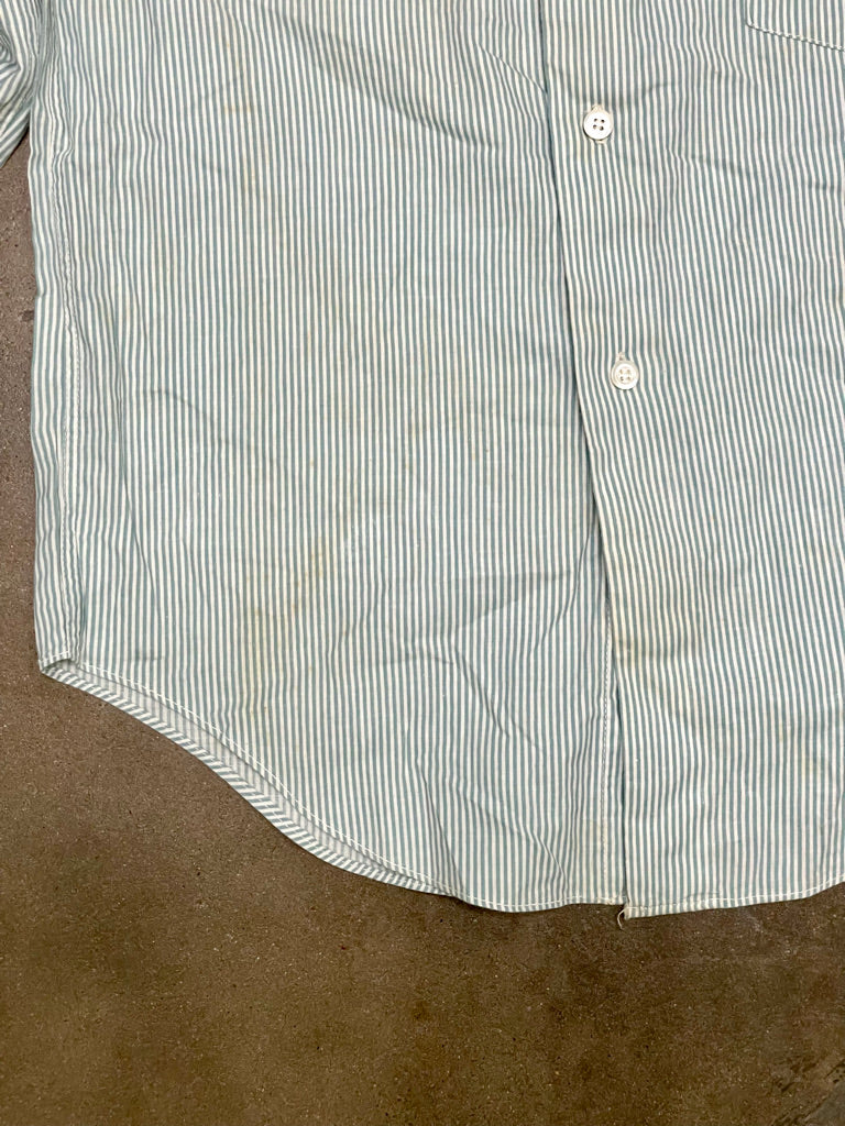 Vintage Green Striped Button Down
