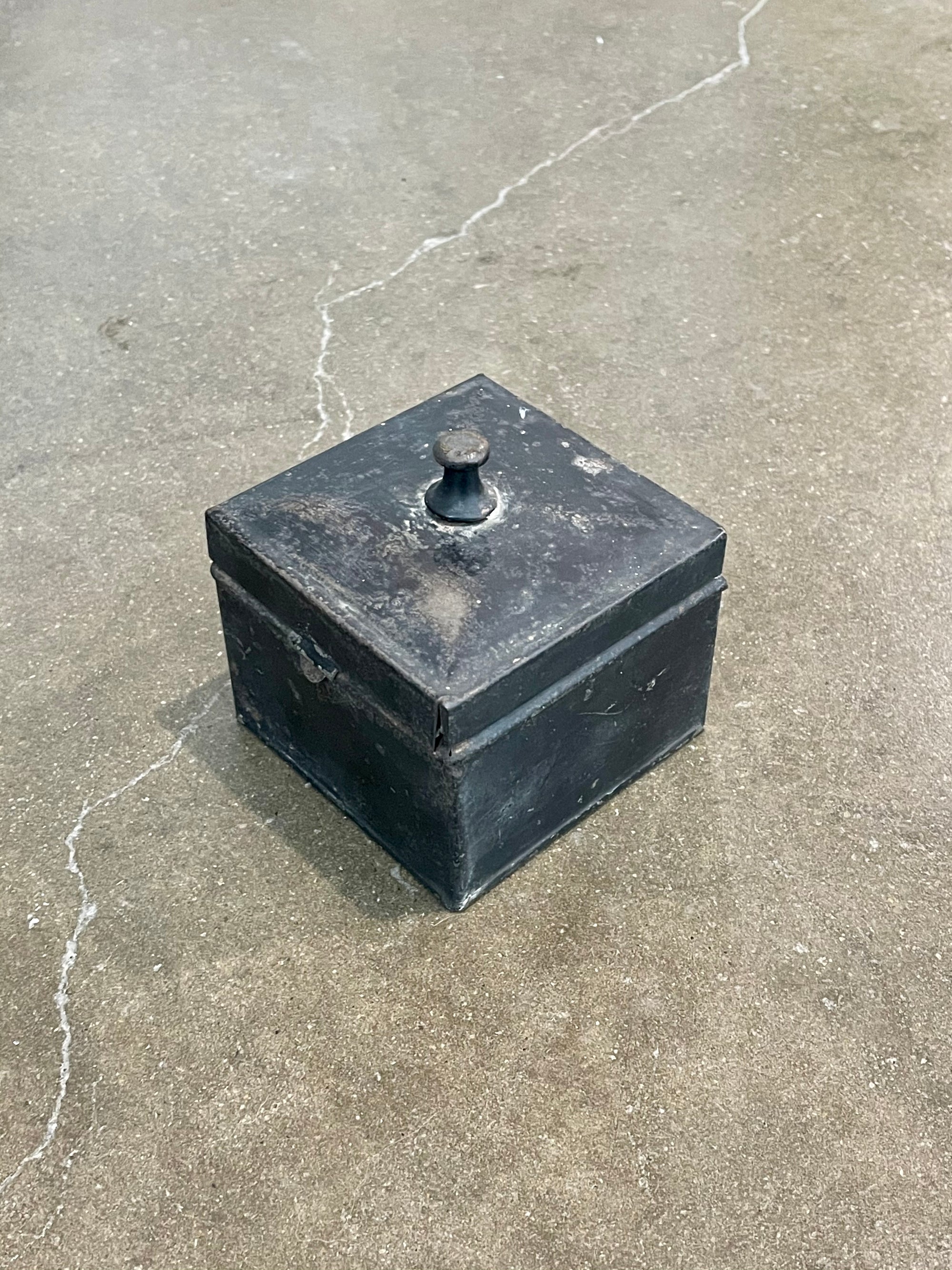 Vintage Black Tin Stash Box
