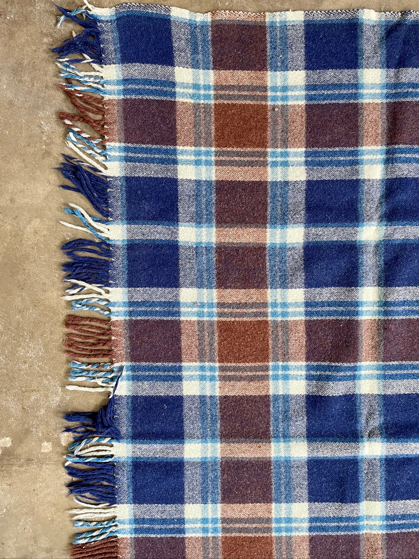 Vintage Blue Plaid Blanket