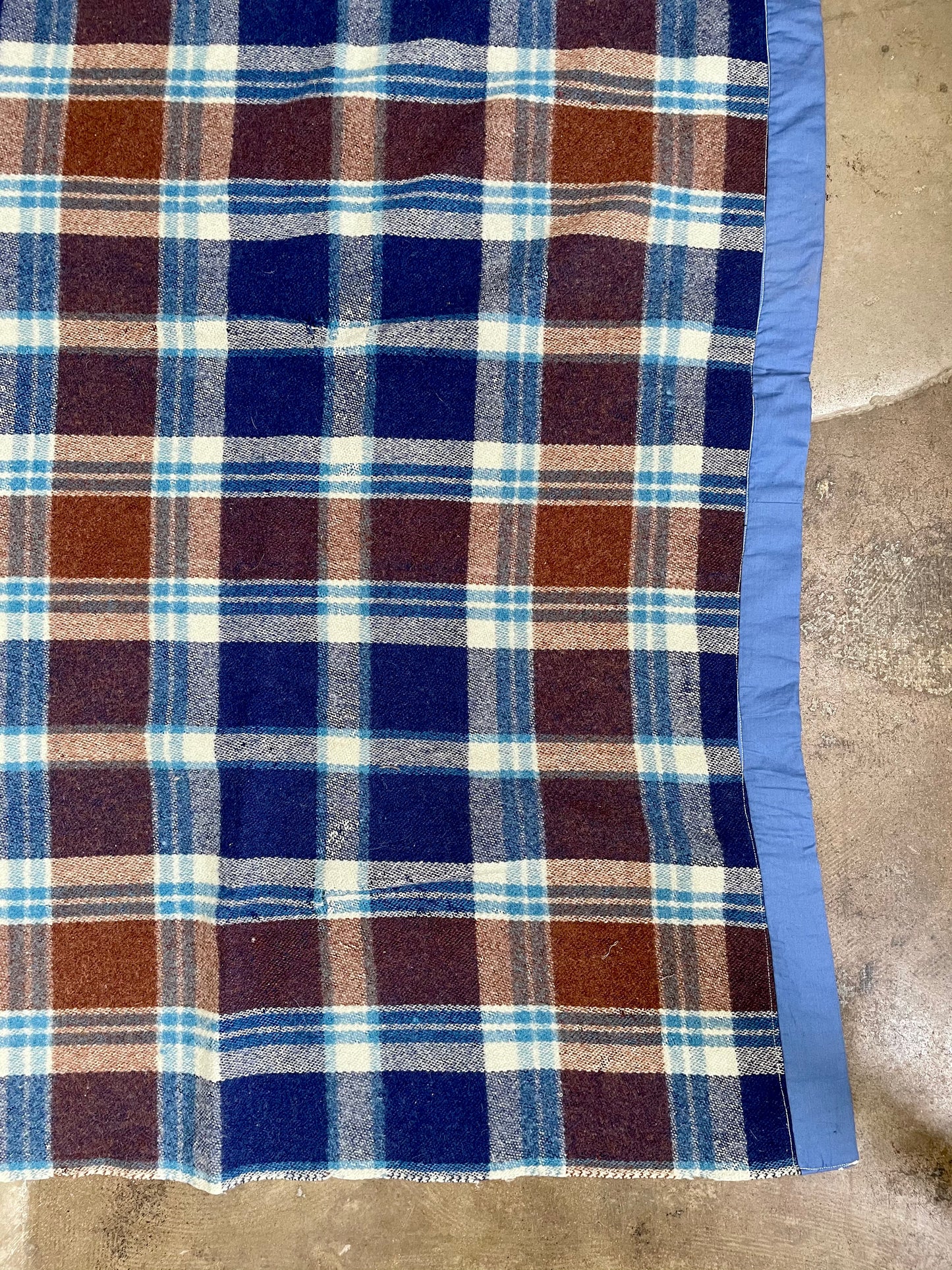 Vintage Blue Plaid Blanket