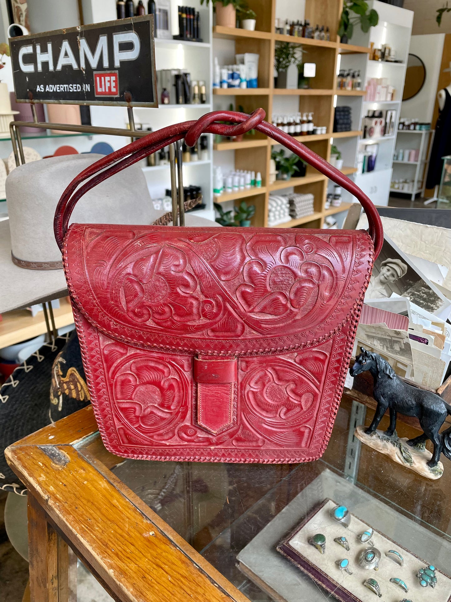 Vintage Red Leather Bag