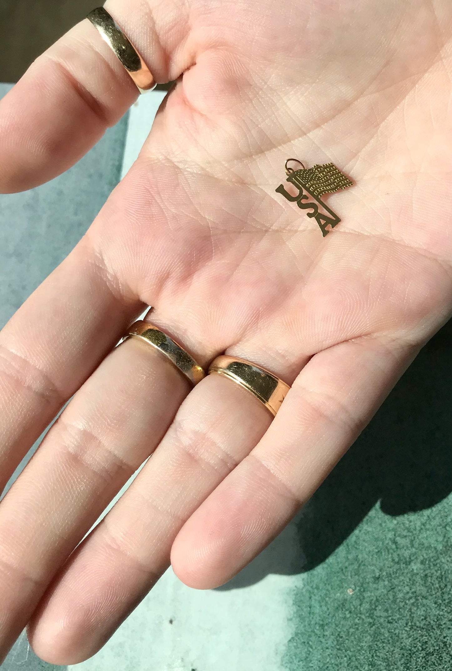 14K Gold USA Flag Pendant