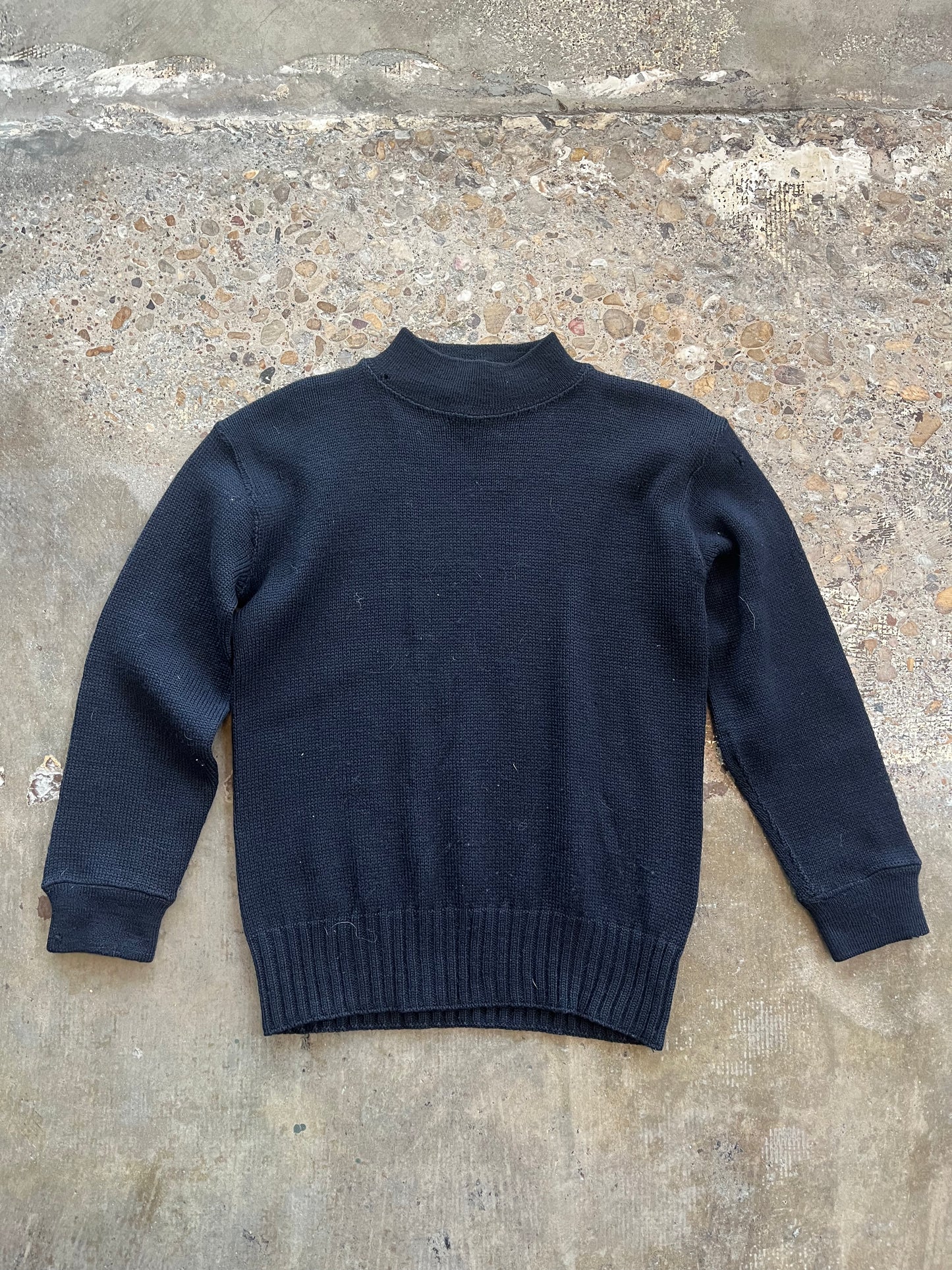 Military Black Mock Neck Sweater