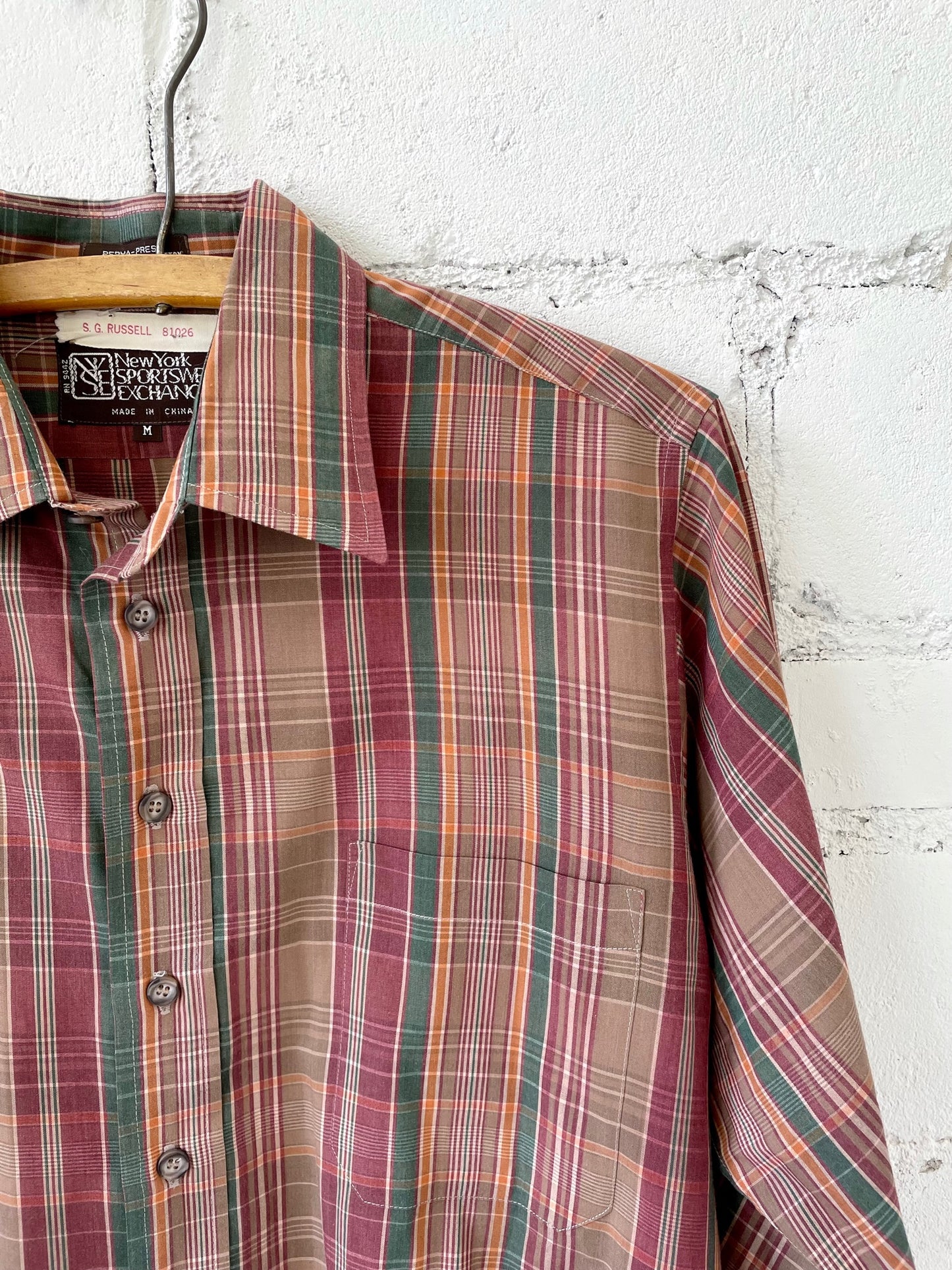 Vintage New York Sportswear Exchange Plaid Button Up
