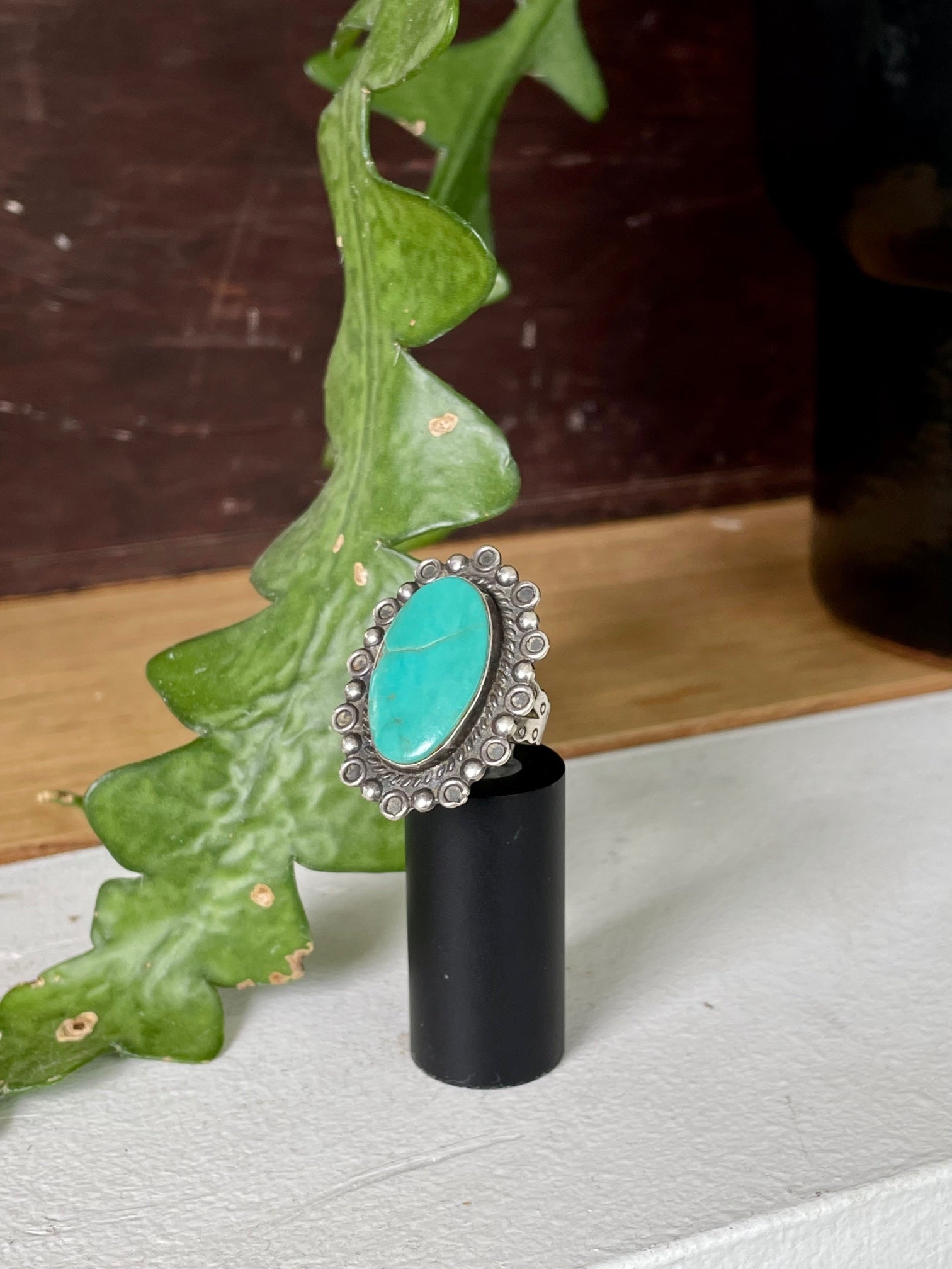 Vintage Turquoise Ring (Large Oval Stone)
