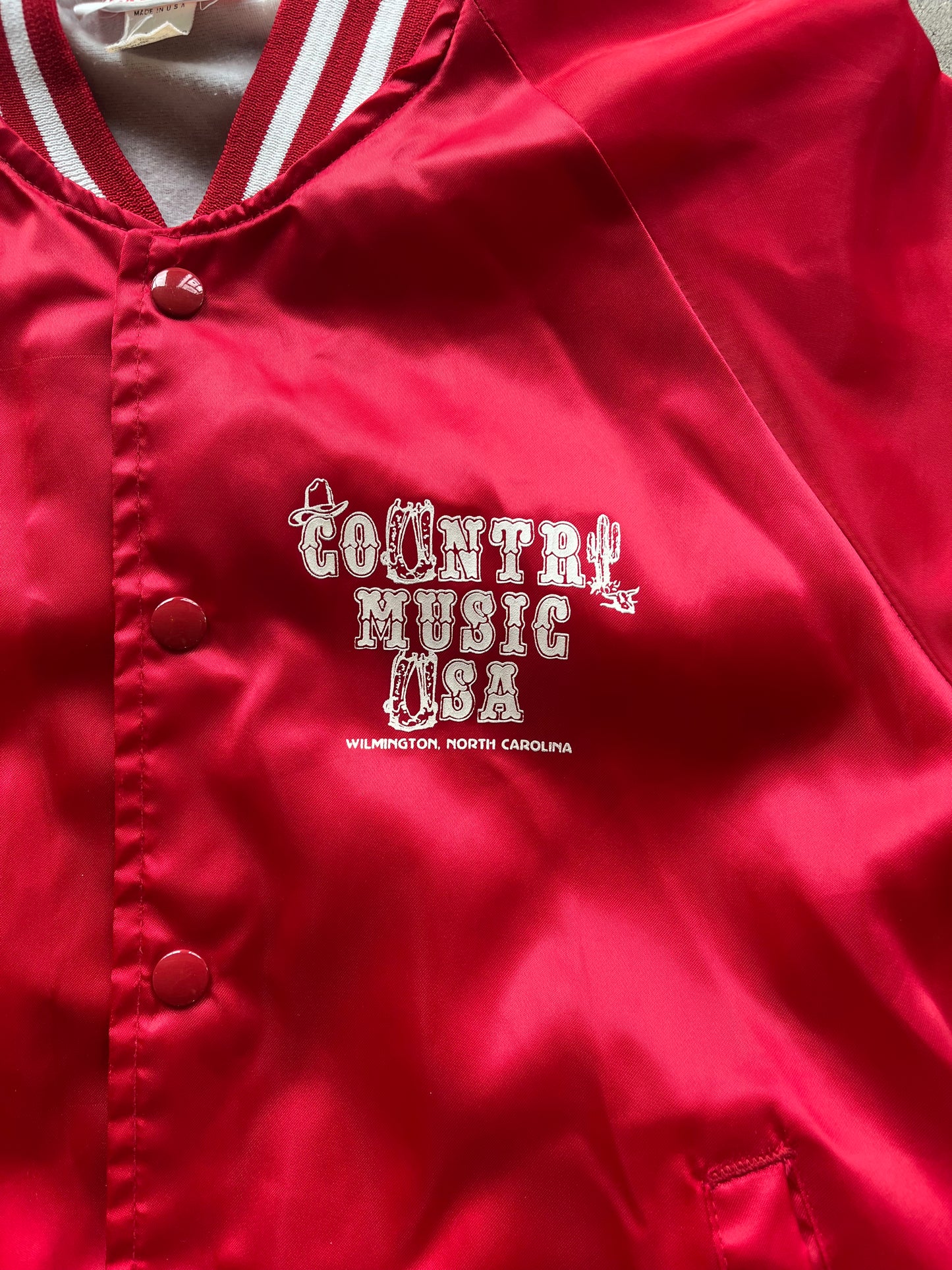 Country Music USA Red Silk Bomber