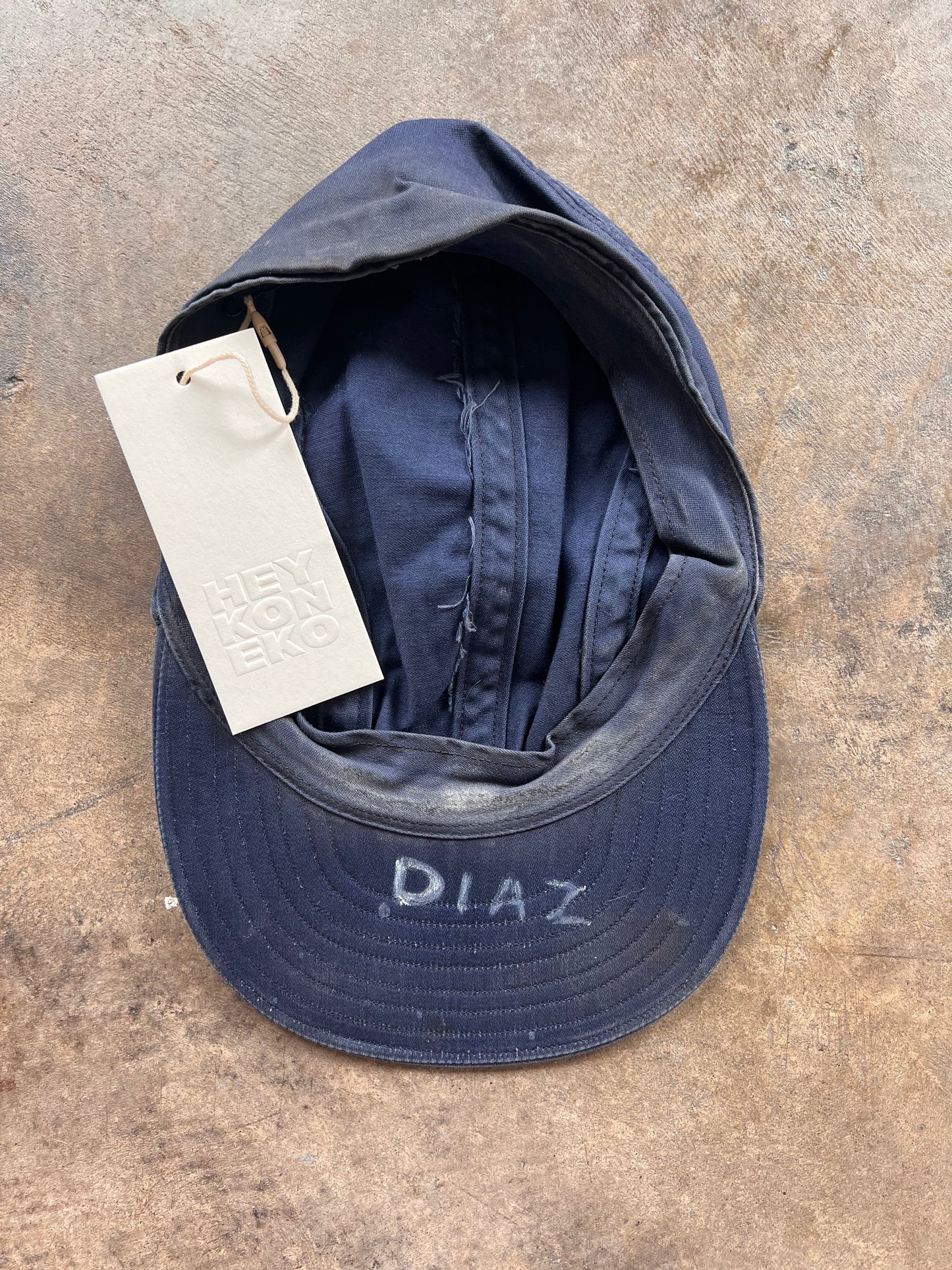Vintage Navy Fitted Work Cap "Diaz"