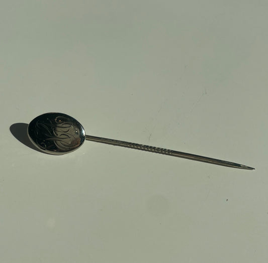 Silver Engraved Hat Pin