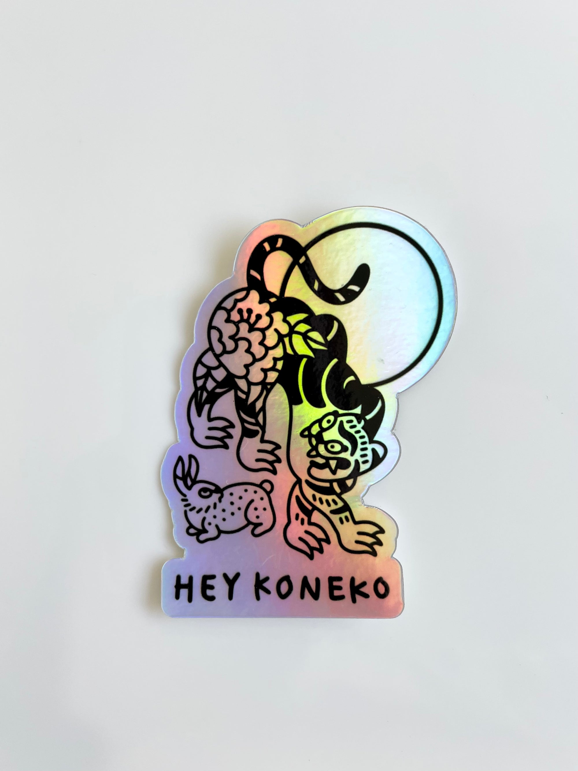 Hey Koneko Holographic Cat & Rabbit Sticker