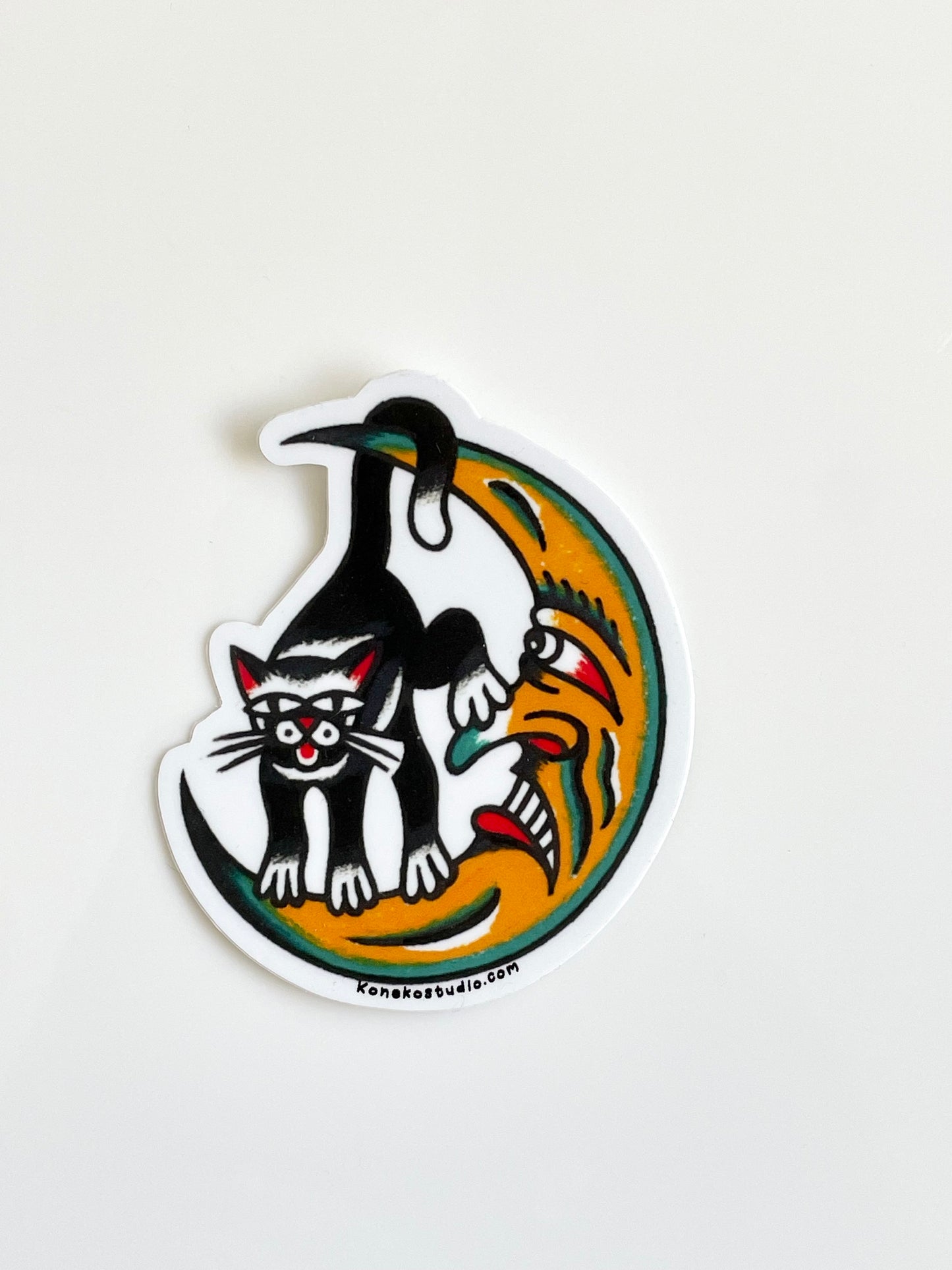 Cat & Moon Sticker