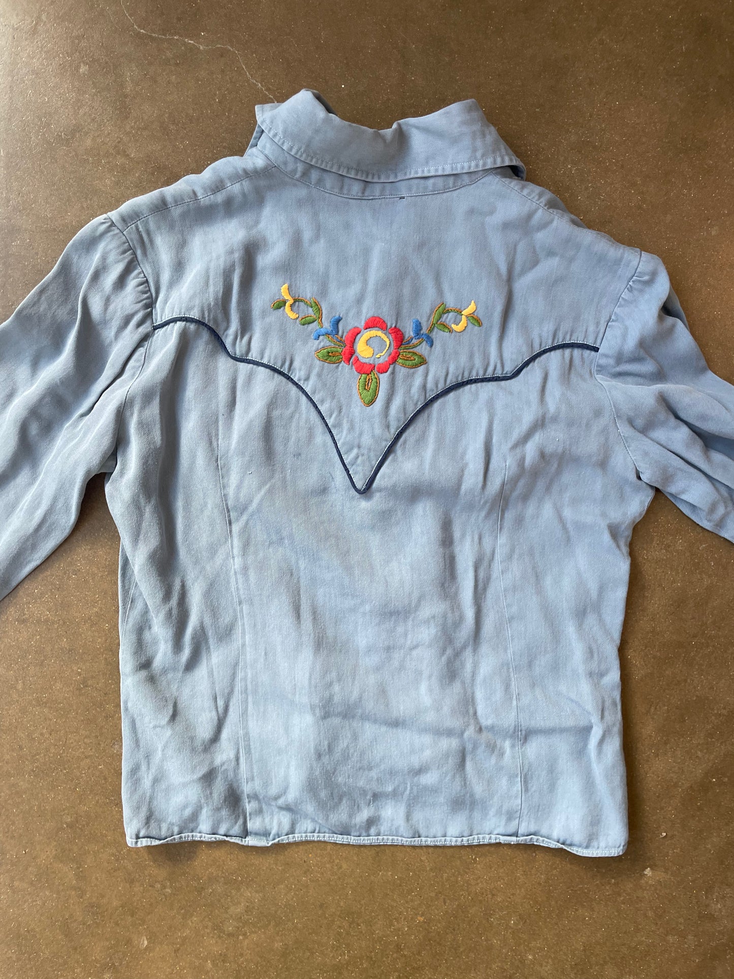 Vintage Embroidered Chambray Button Down