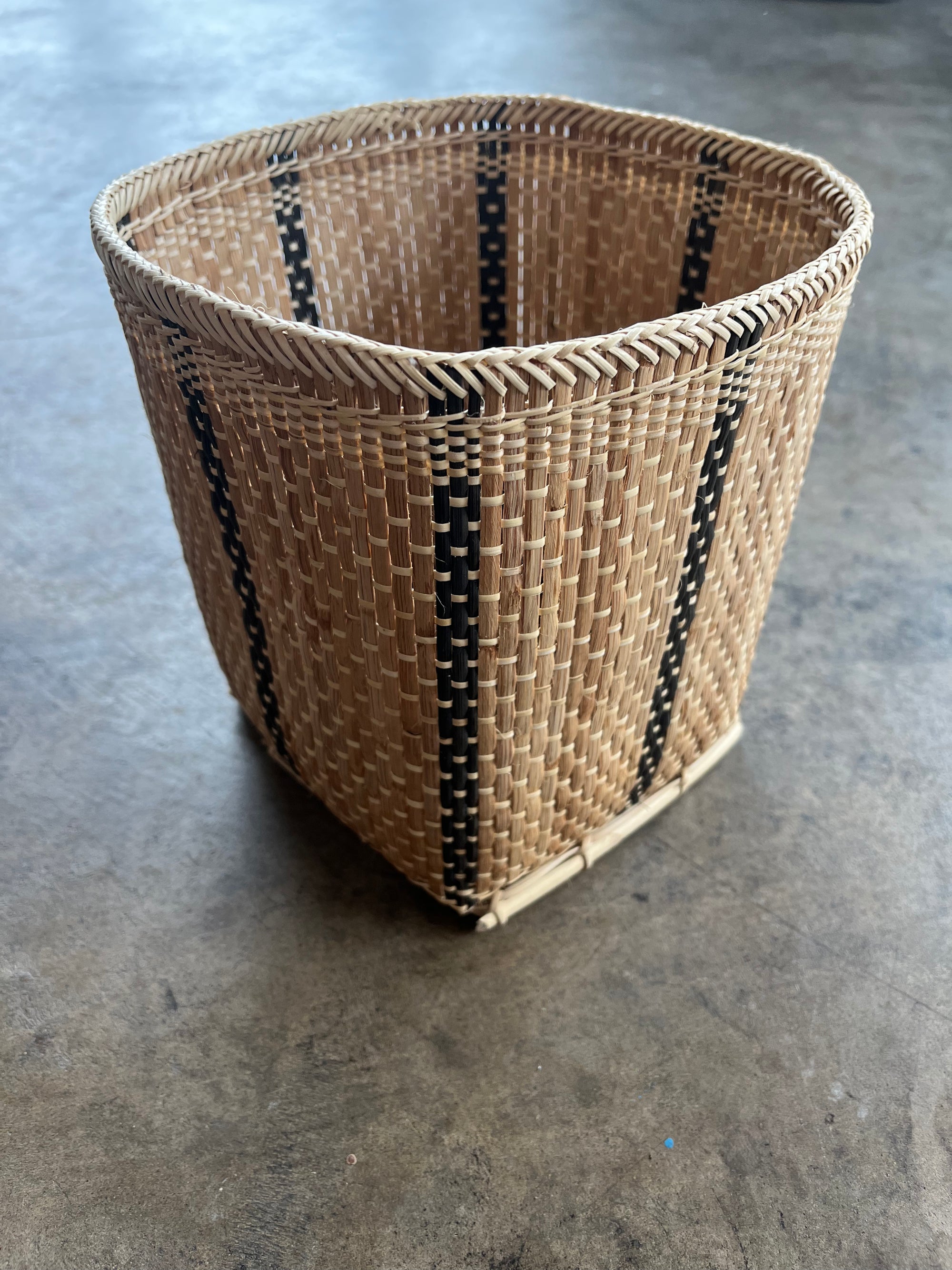 Woven Striped Basket Planter