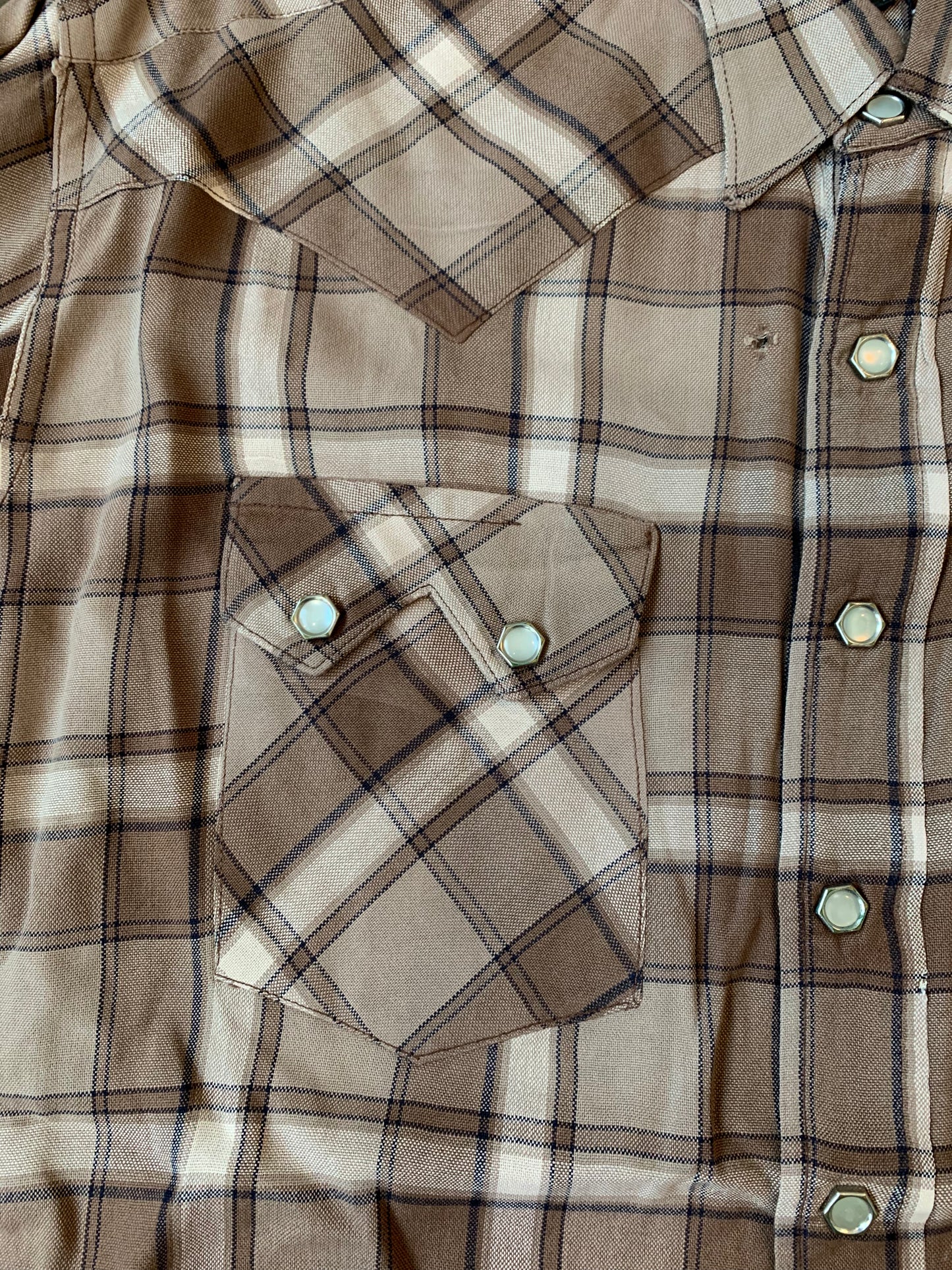 Panhandle Slim Brown Plaid Pearl Snap