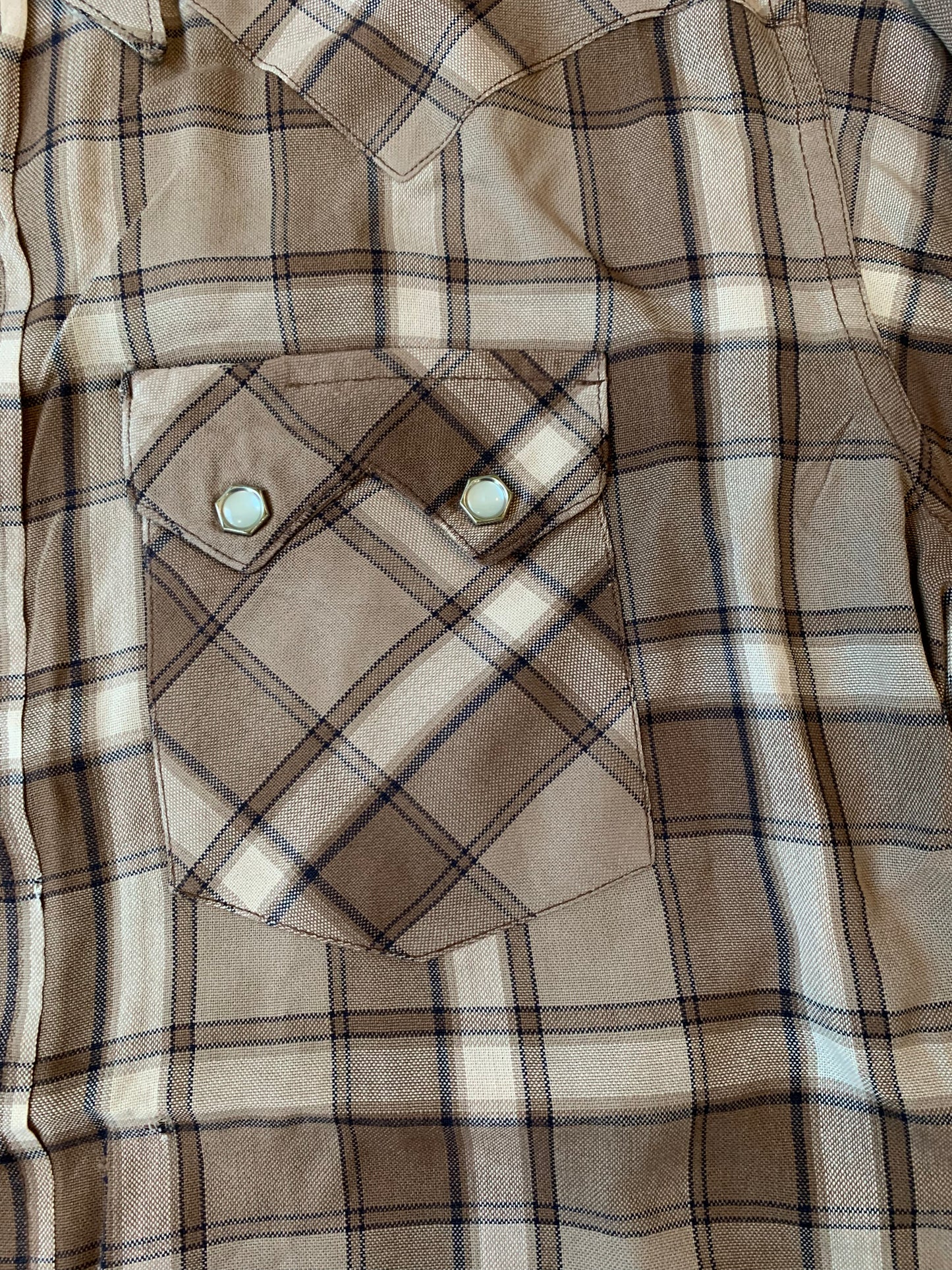 Panhandle Slim Brown Plaid Pearl Snap