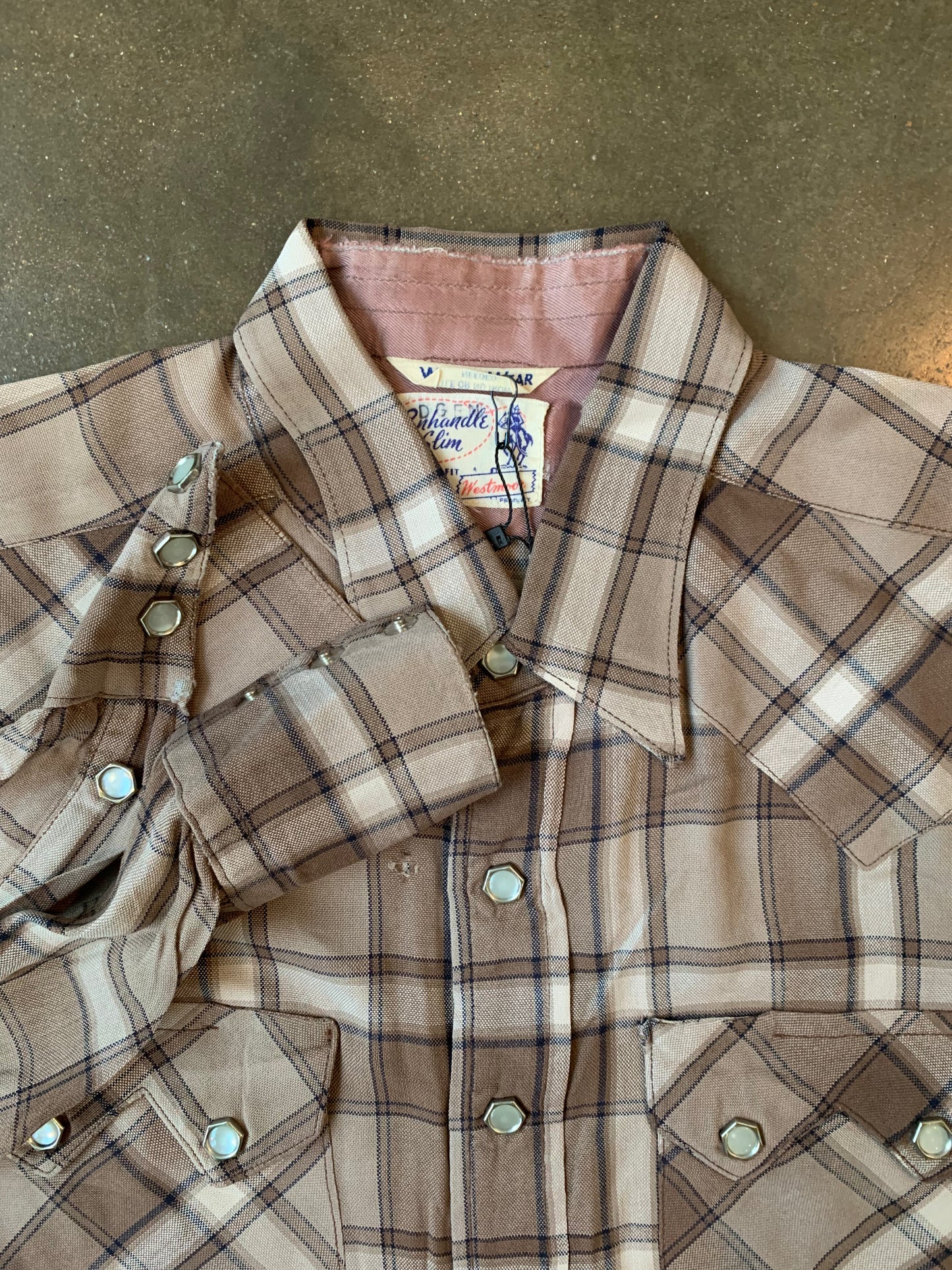 Panhandle Slim Brown Plaid Pearl Snap