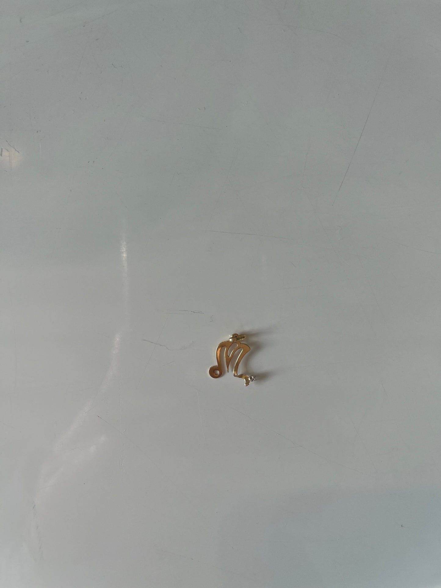 14k "M" Initial with White Sapphire Pendant