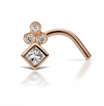 Maria Tash Princess Cut Diamond Trinity Nostril Screw-RG
