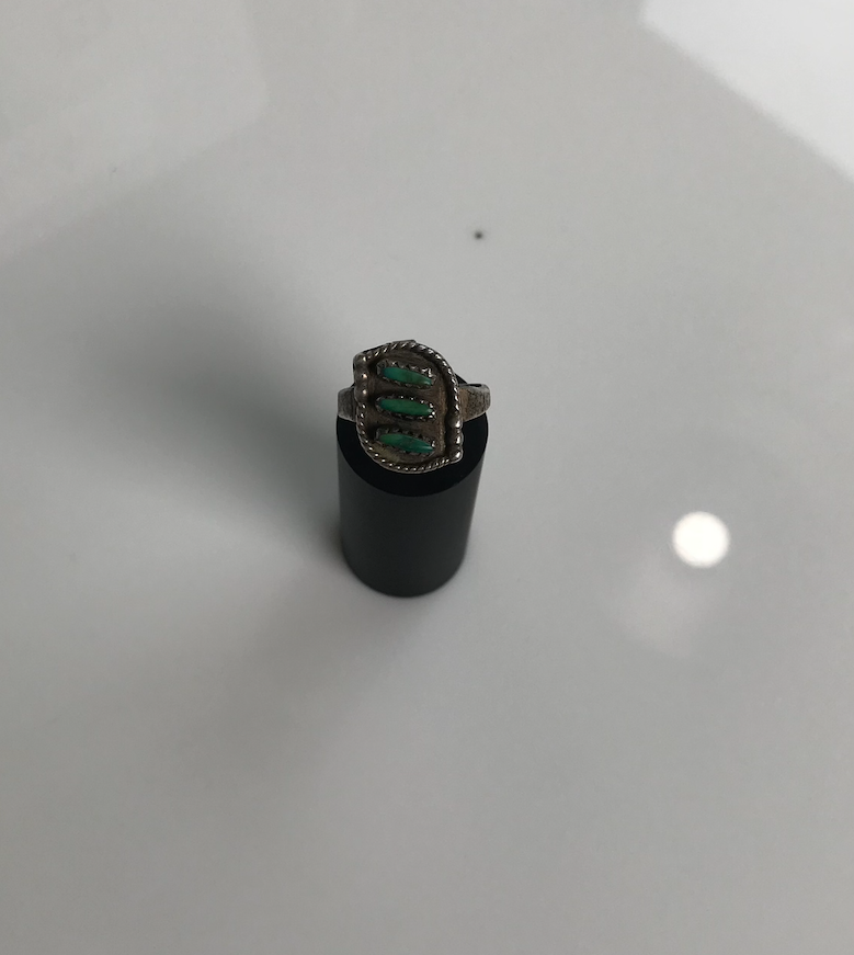 50-60s Turquoise Shadow Box Braided Ring