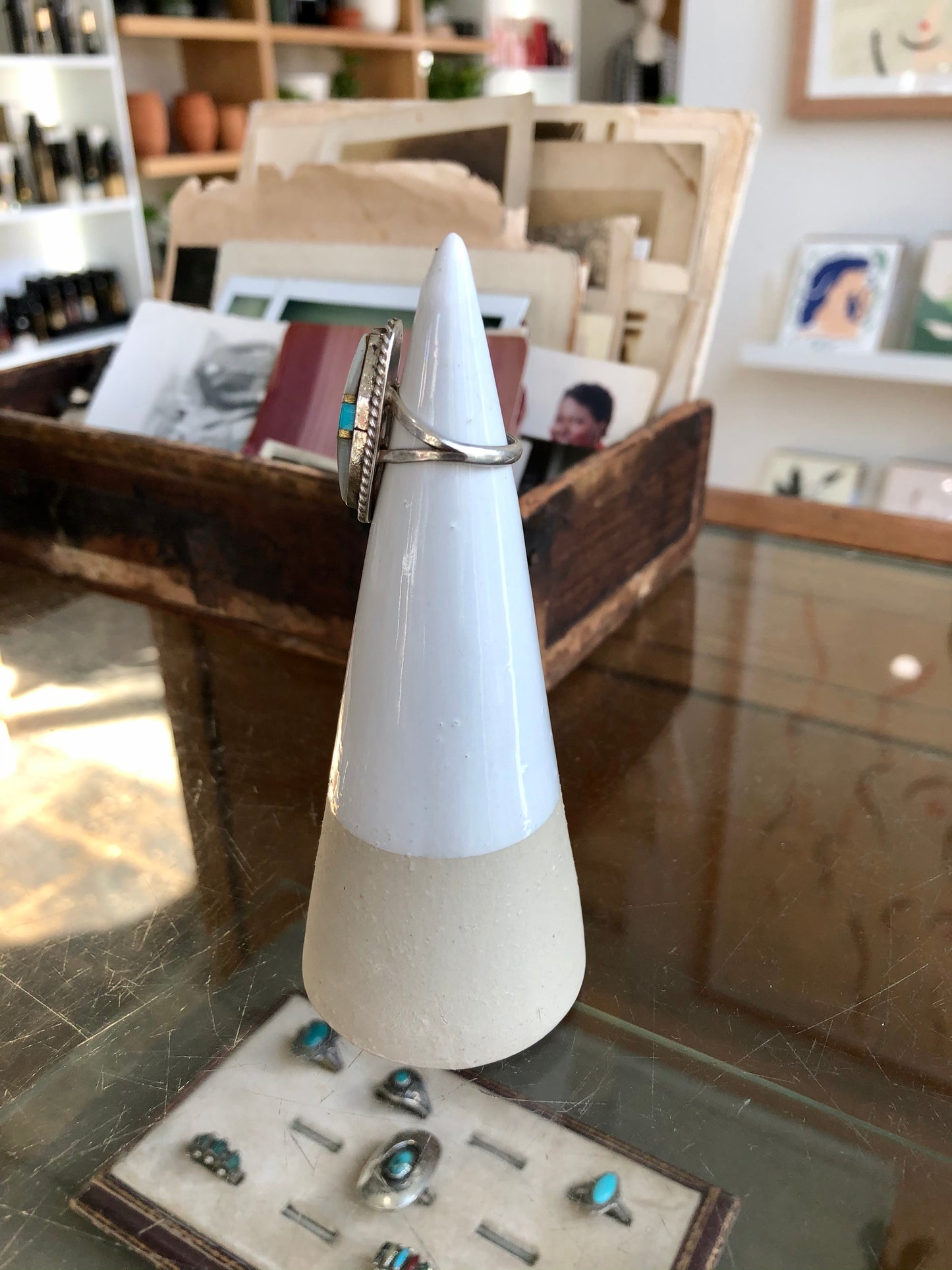 Vintage Mother of Pearl & Turquoise Ring