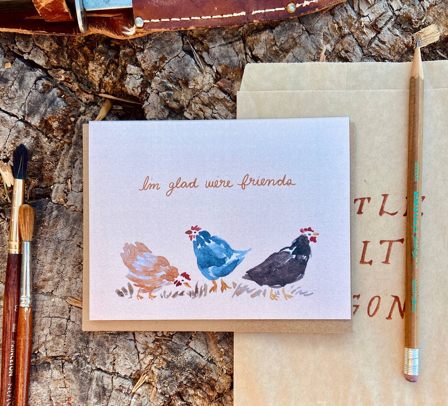 Glad We're Friends Chickens Greeting Card