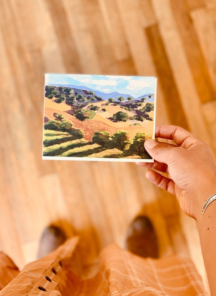 Western California Valley Landscape Rolling Hills Card