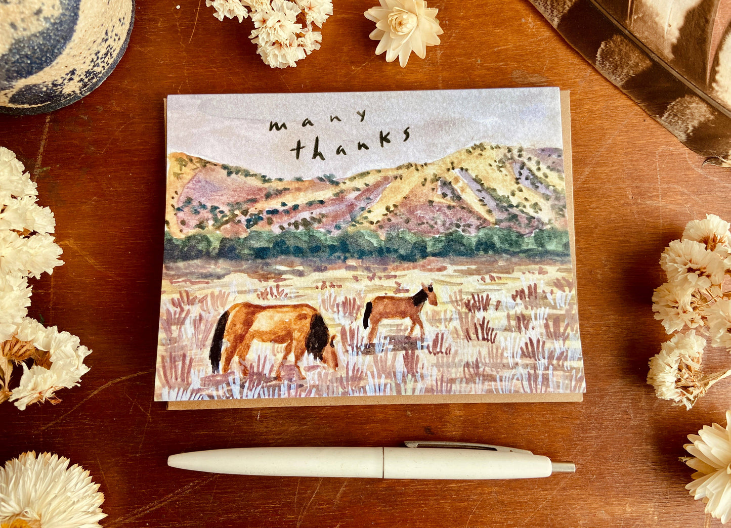 Many Thanks Western Horse Pasture Greeting Card