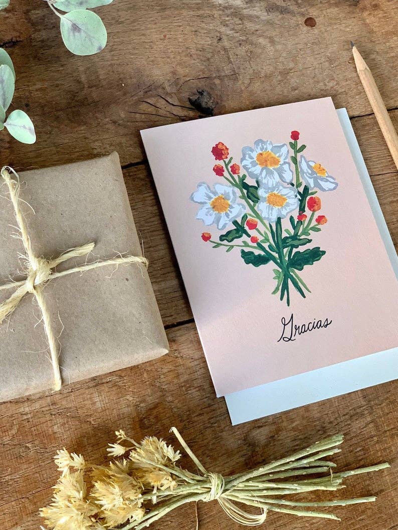 Matilija Poppy Gracias Southwestern Greeting Card
