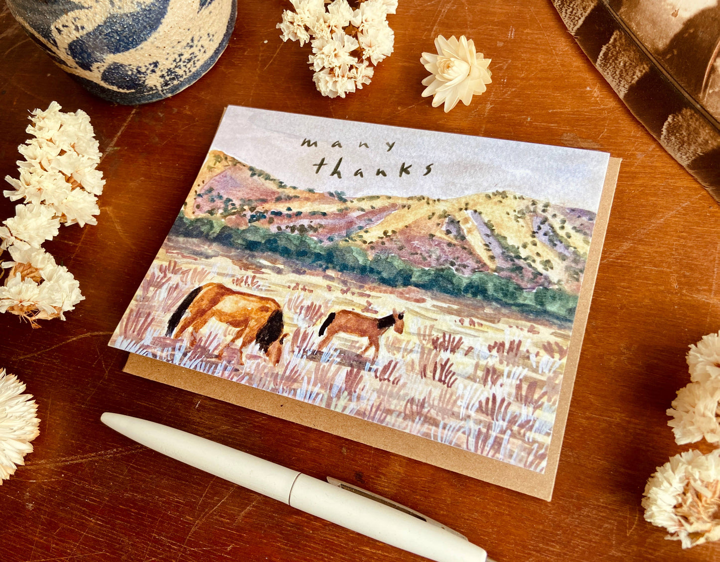 Many Thanks Western Horse Pasture Greeting Card