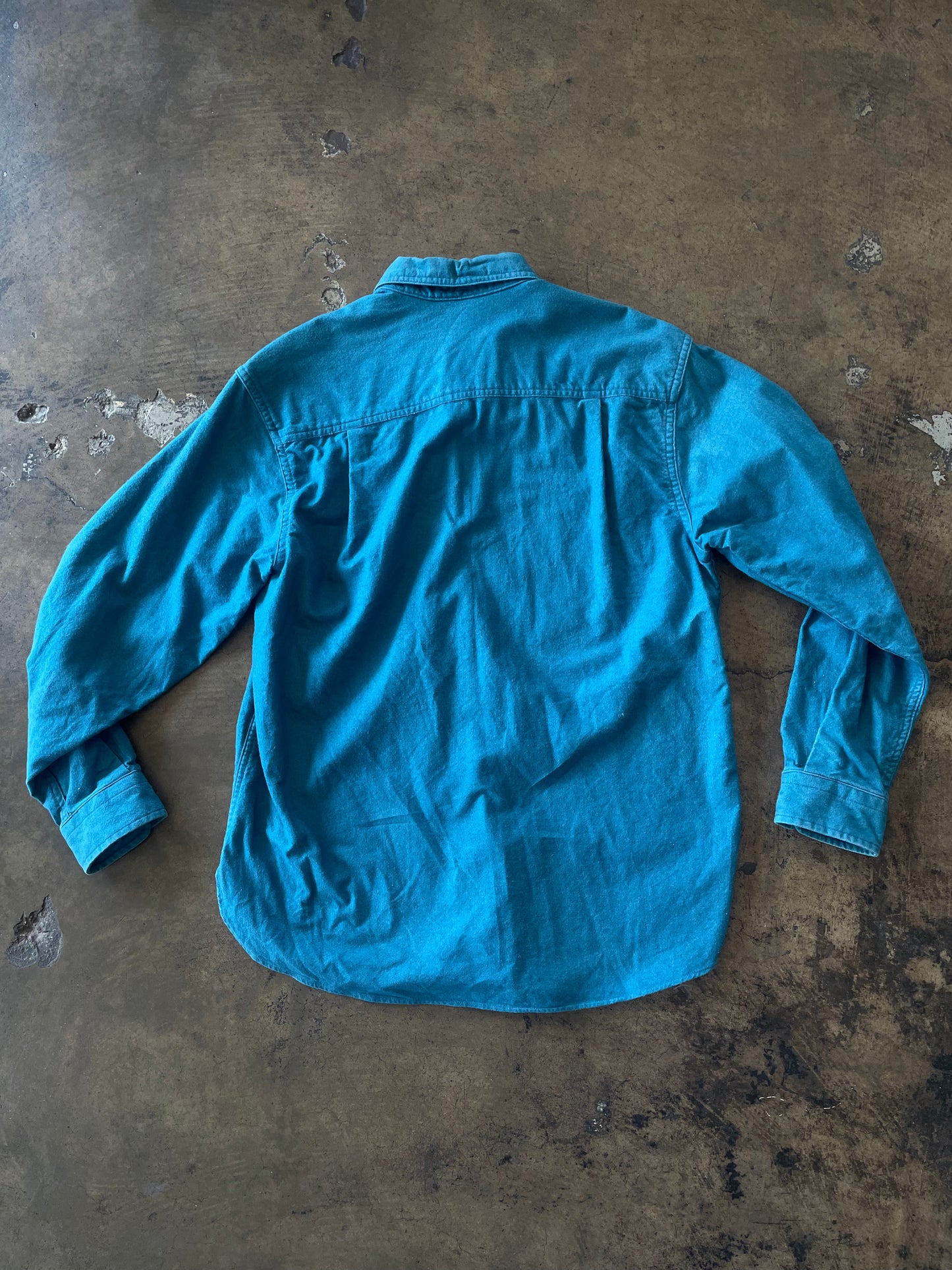 LL Bean Womens Teal Chamois Cloth Shirt