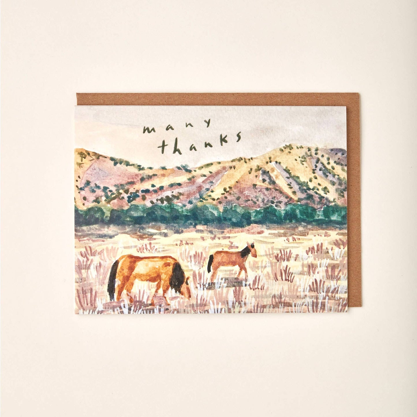 Many Thanks Western Horse Pasture Greeting Card