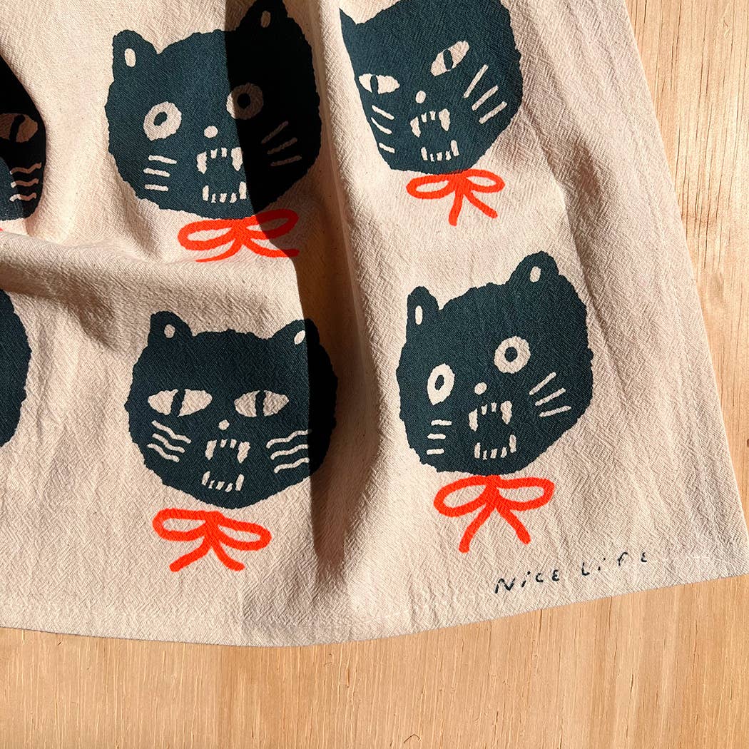 BAD CATS tea towel