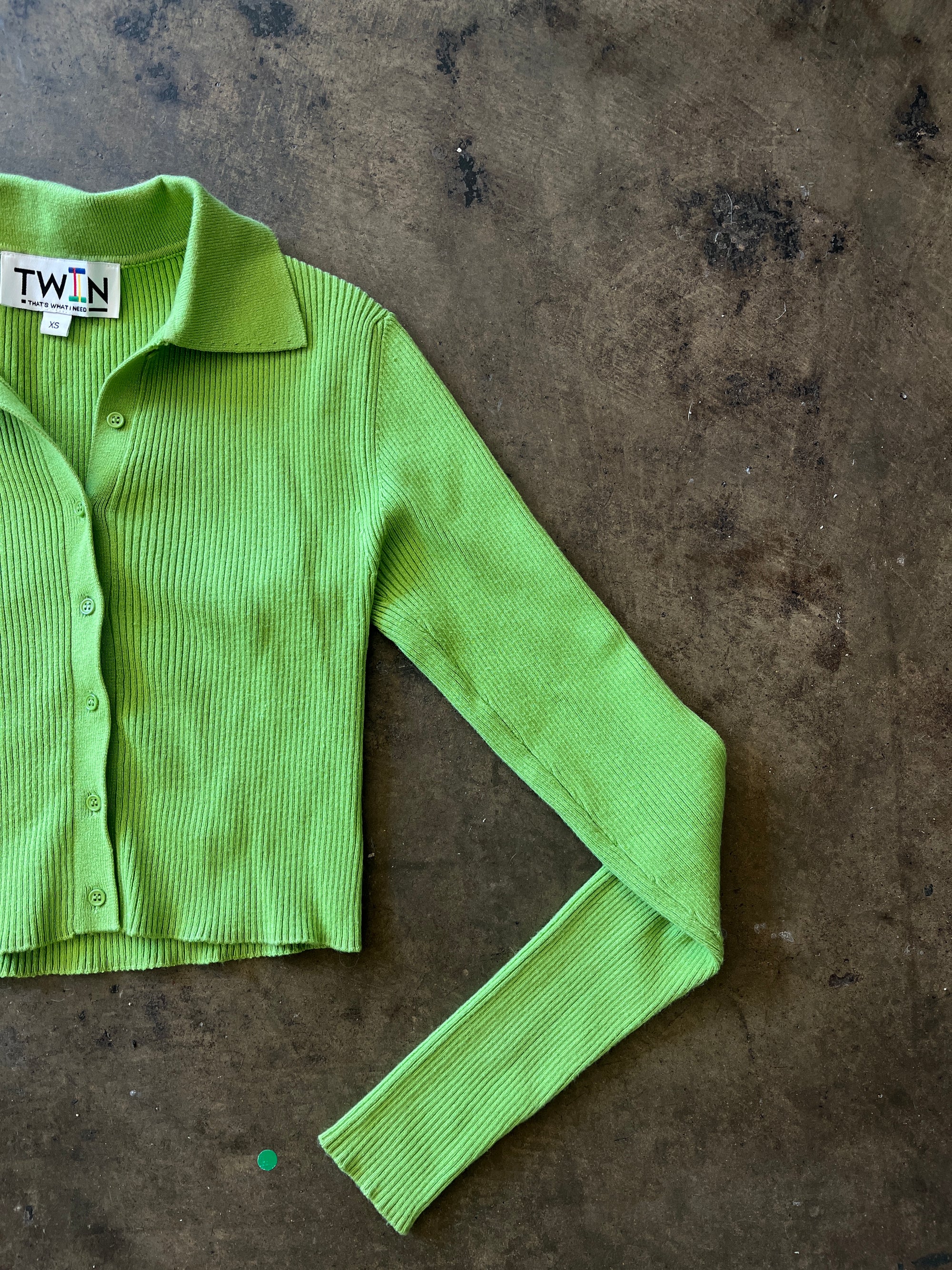 TWIN Green Button Front Long Sleeve