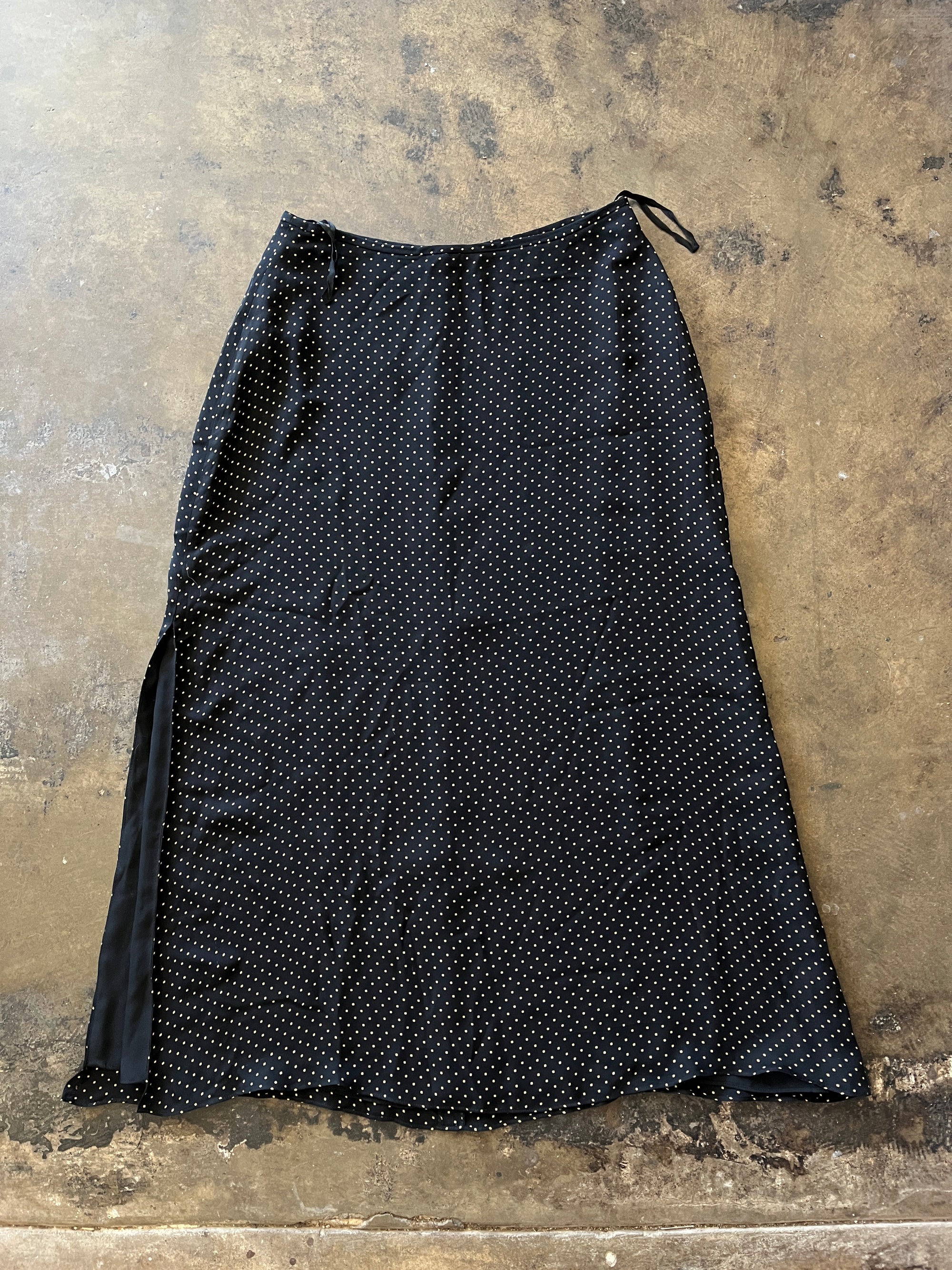 Rena Rowan Tan Dot Black Maxi Skirt