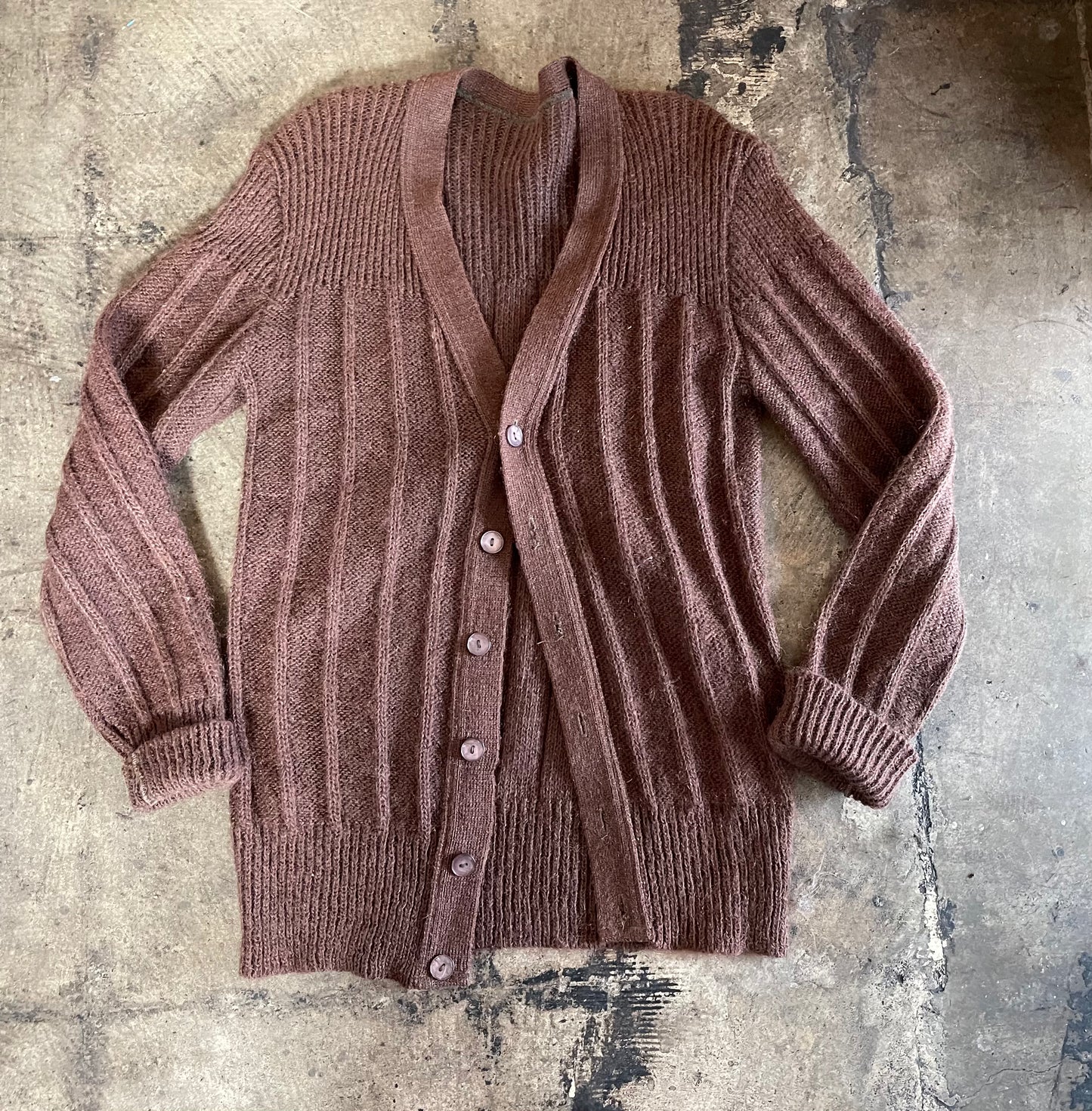 Brown Knit Button Up Cardigan